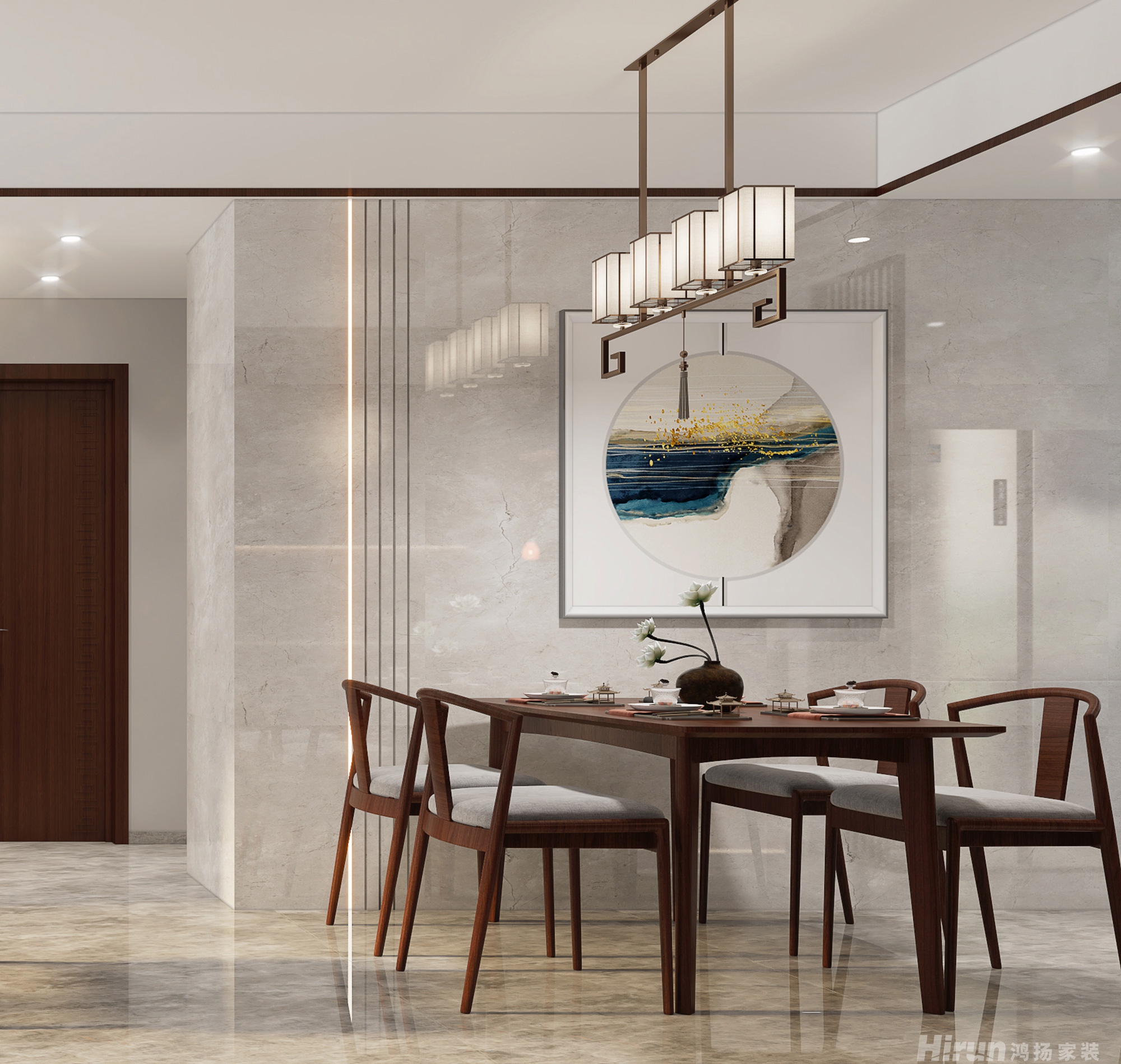 江山帝景100㎡復合寫意三居室 裝修案例效果圖-4