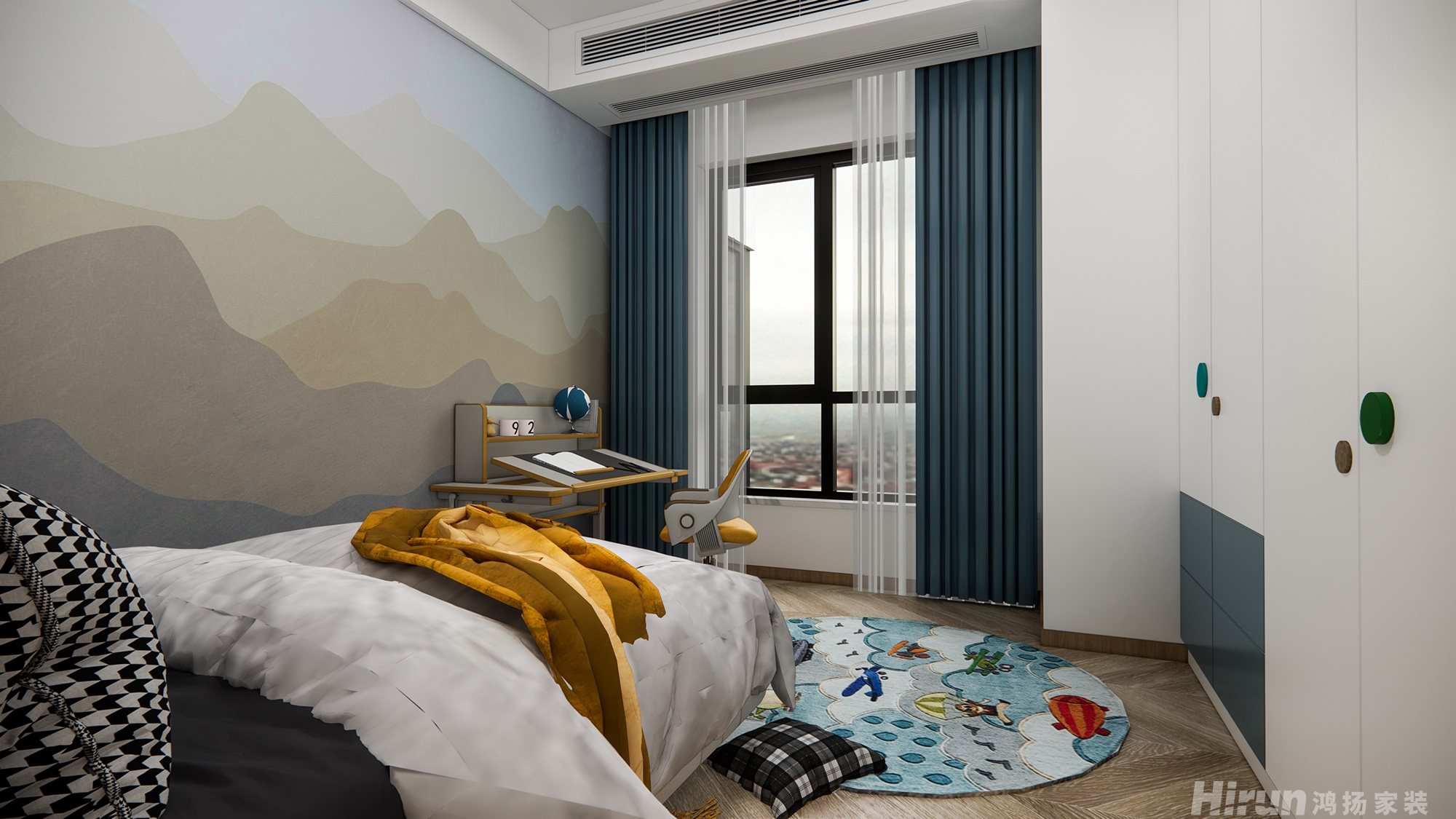 達美溪湖灣150㎡北歐之光四居室 裝修案例效果圖-1