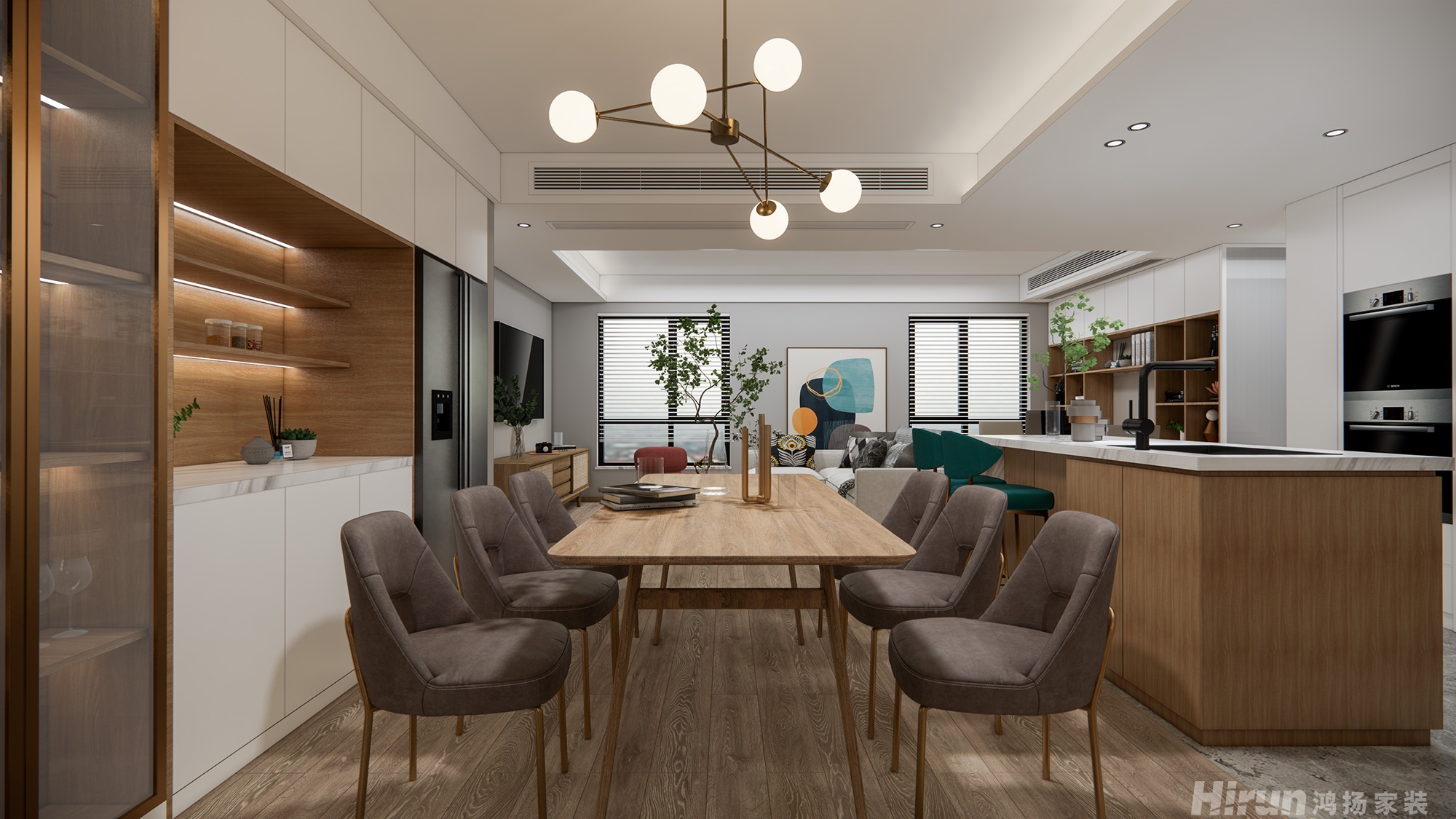 達美溪湖灣150㎡北歐之光四居室 裝修案例效果圖-4