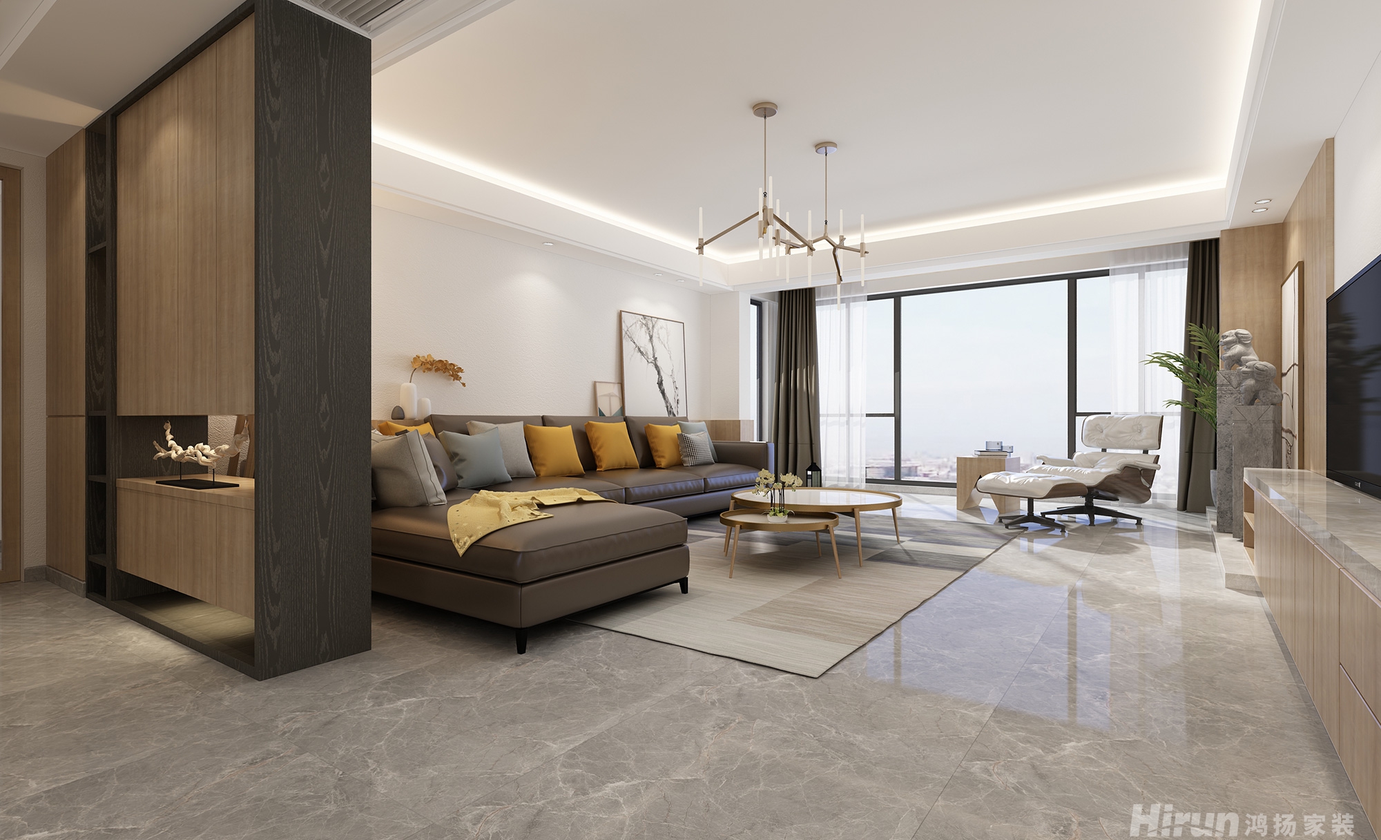 中建嘉和城130㎡北歐之光三居室 裝修案例效果圖-1