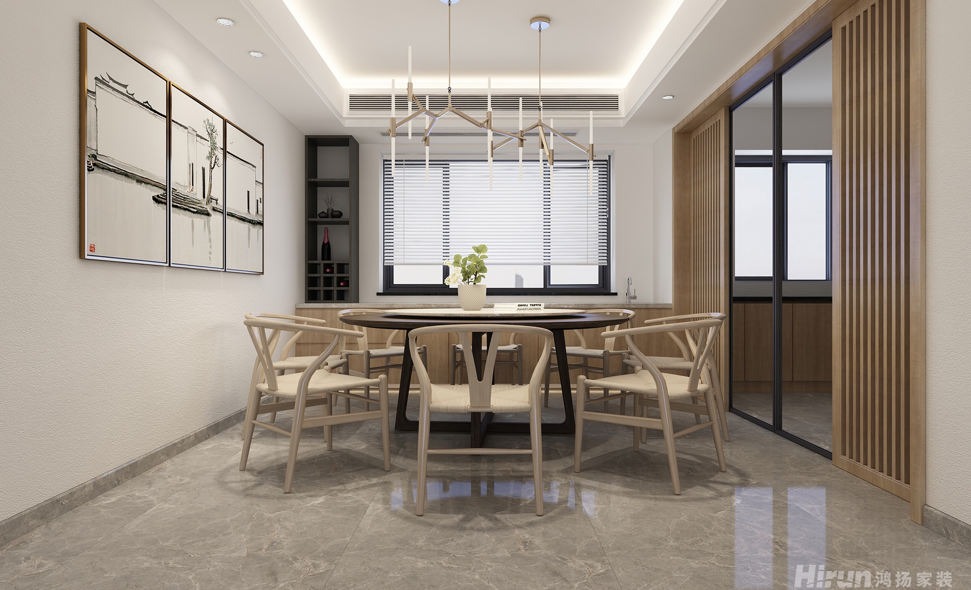 中建嘉和城130㎡北歐之光三居室 裝修案例效果圖-5