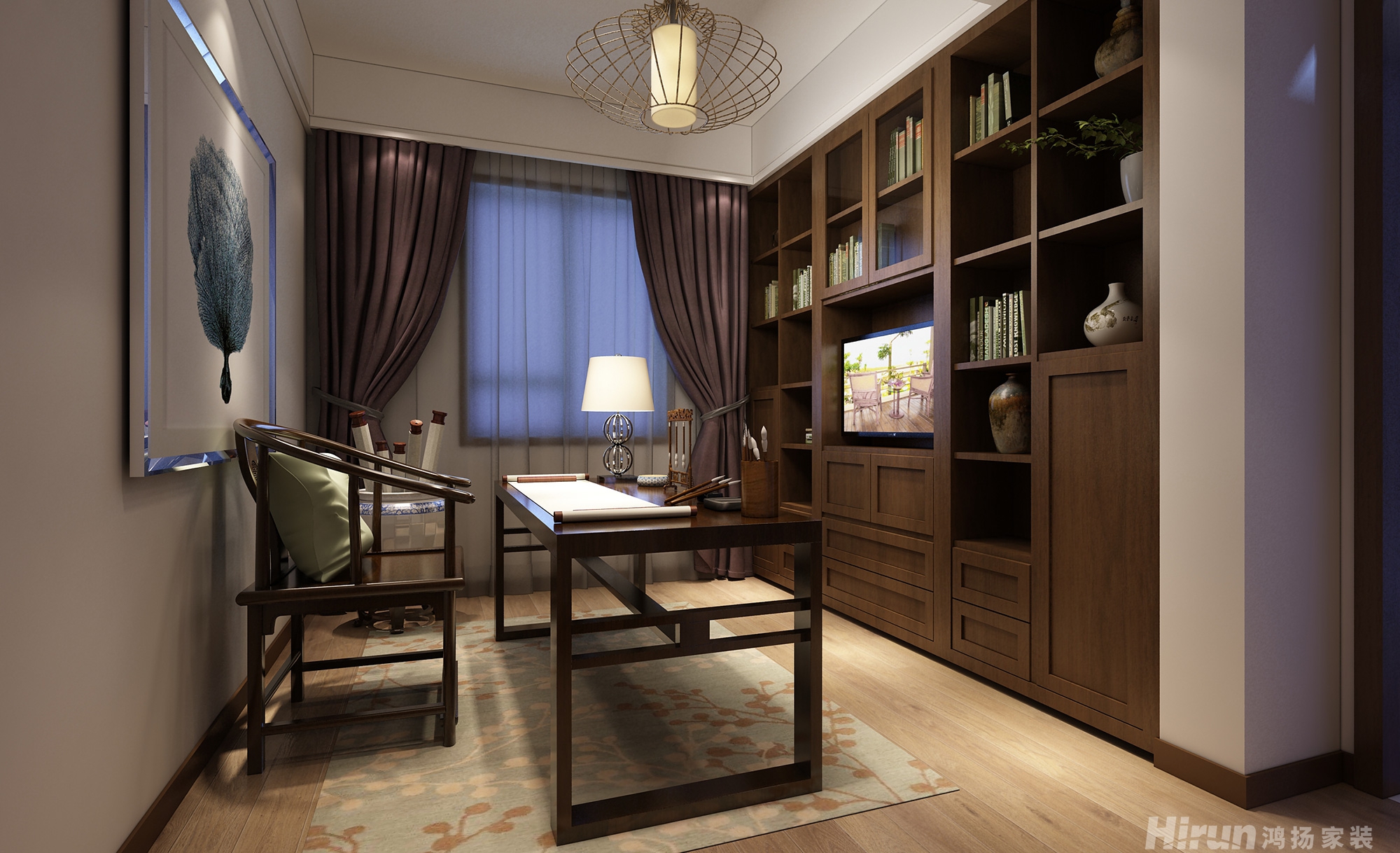 省建院江雅園140㎡復合寫意三居室 裝修案例效果圖-1