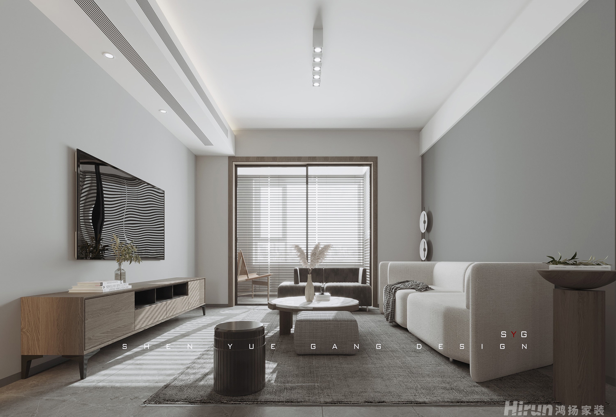 綠地海外灘100㎡雅致現代三居室 裝修案例效果圖-3