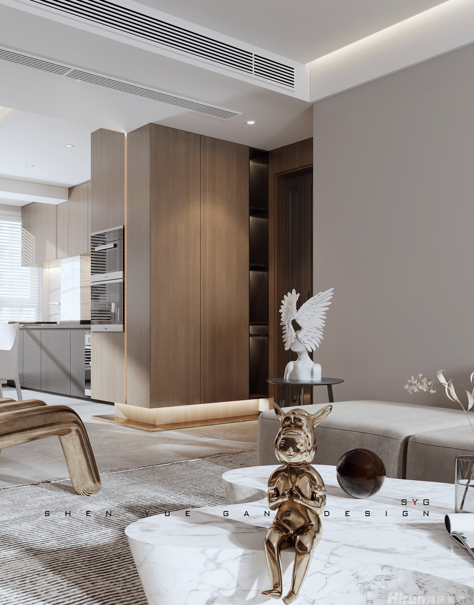 明昇壹城120㎡新裝飾主義三居室 裝修案例效果圖-5