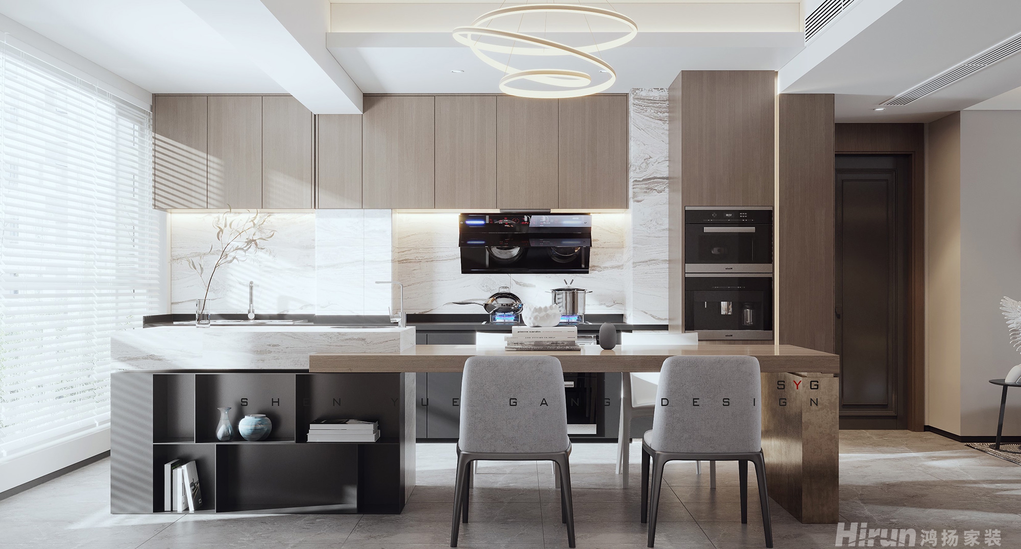 明昇壹城120㎡新裝飾主義三居室 裝修案例效果圖-3