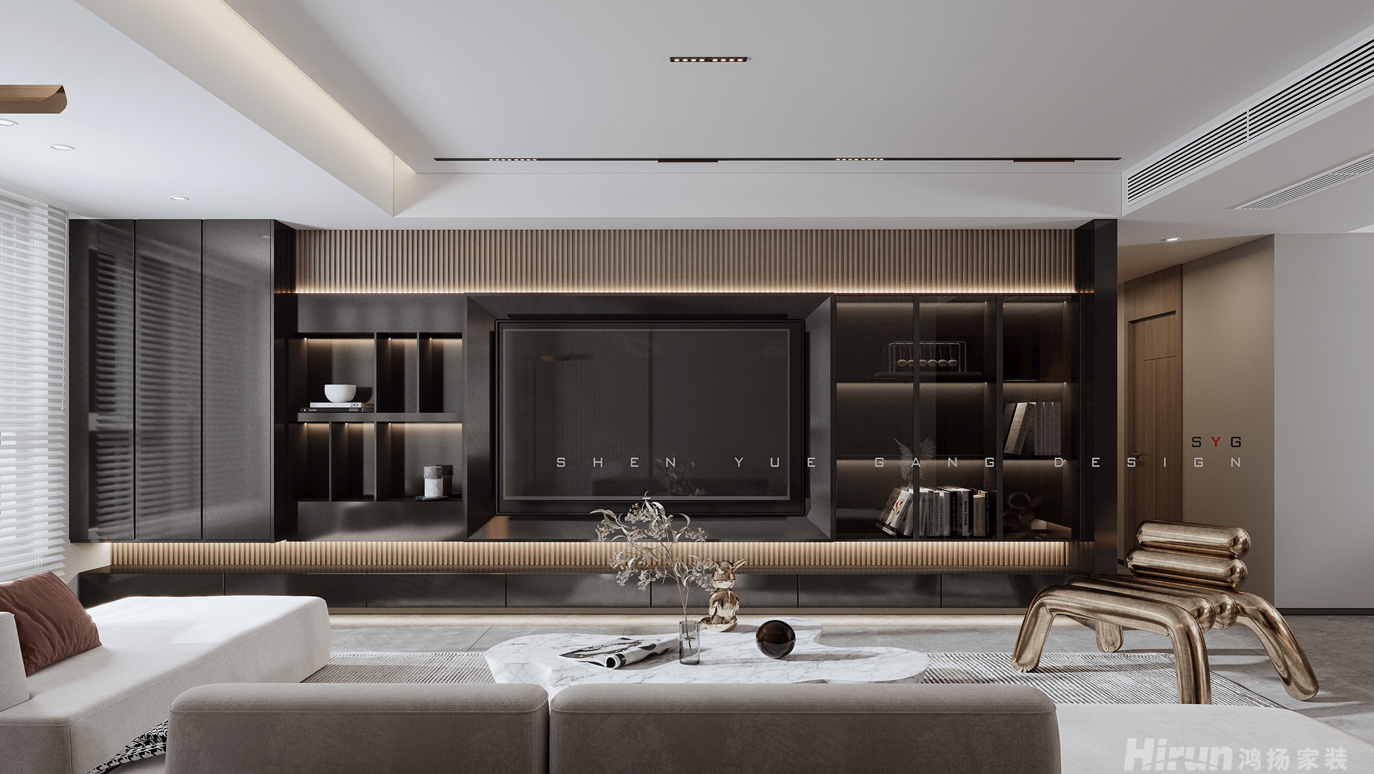 明昇壹城120㎡新裝飾主義三居室 裝修案例效果圖-2