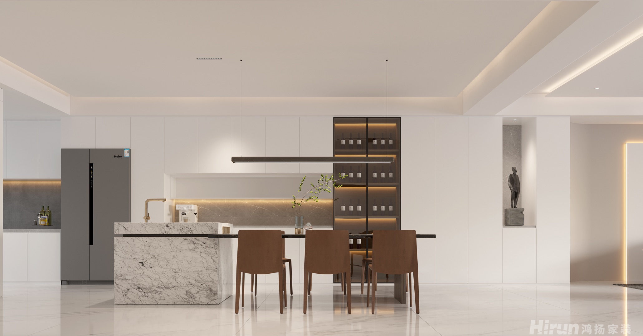 福晟翡翠灣300㎡輕歐簡美大平層 裝修案例效果圖-2