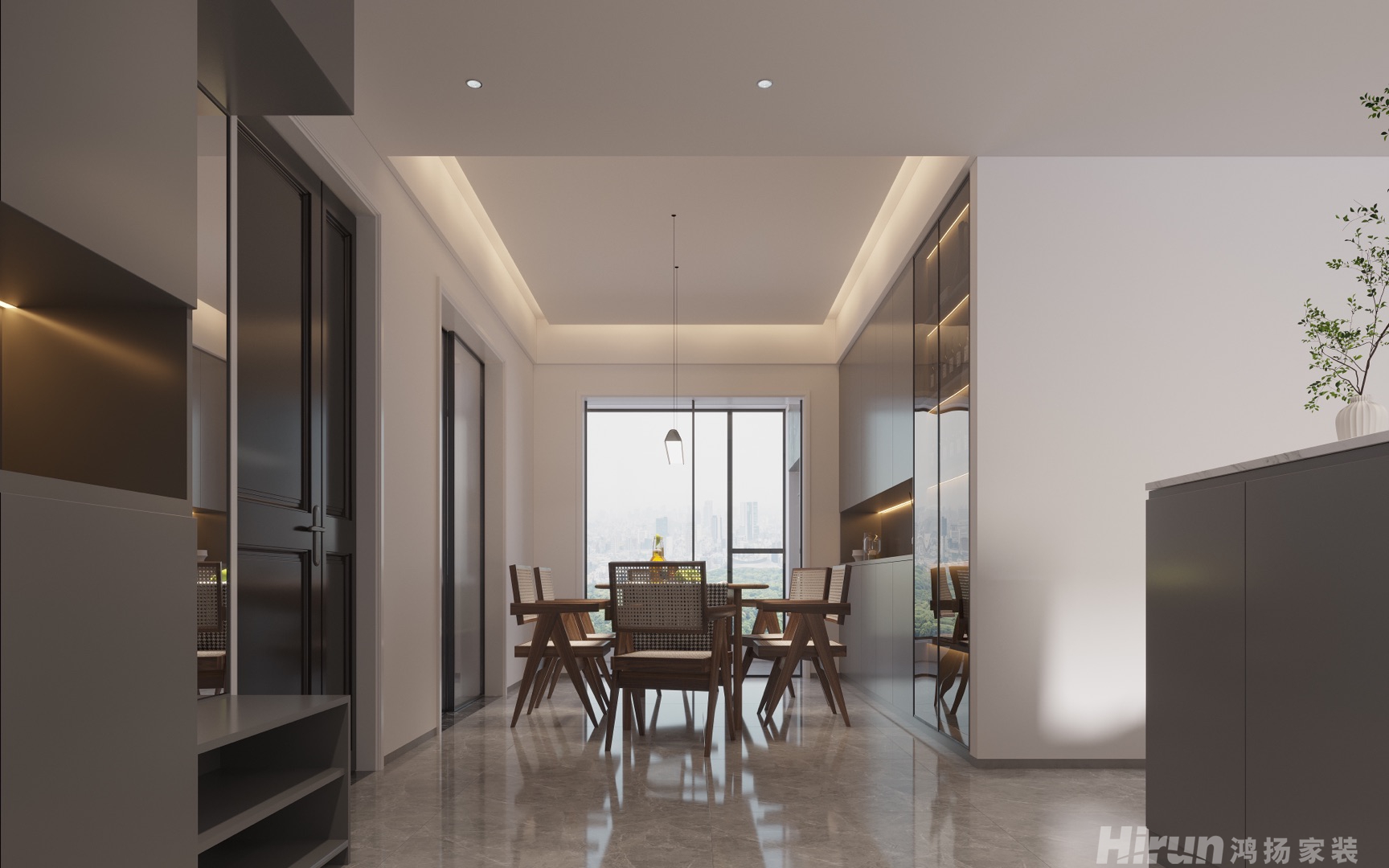 至雅小玲佳園150㎡雅致現代四居室 裝修案例效果圖-3