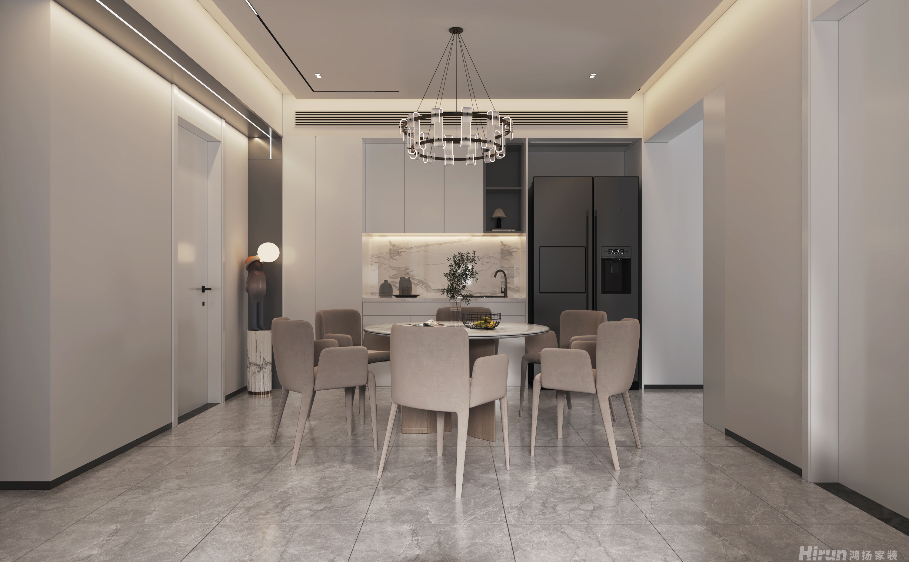 八方小區148㎡雅致現代四居室 裝修案例效果圖-3