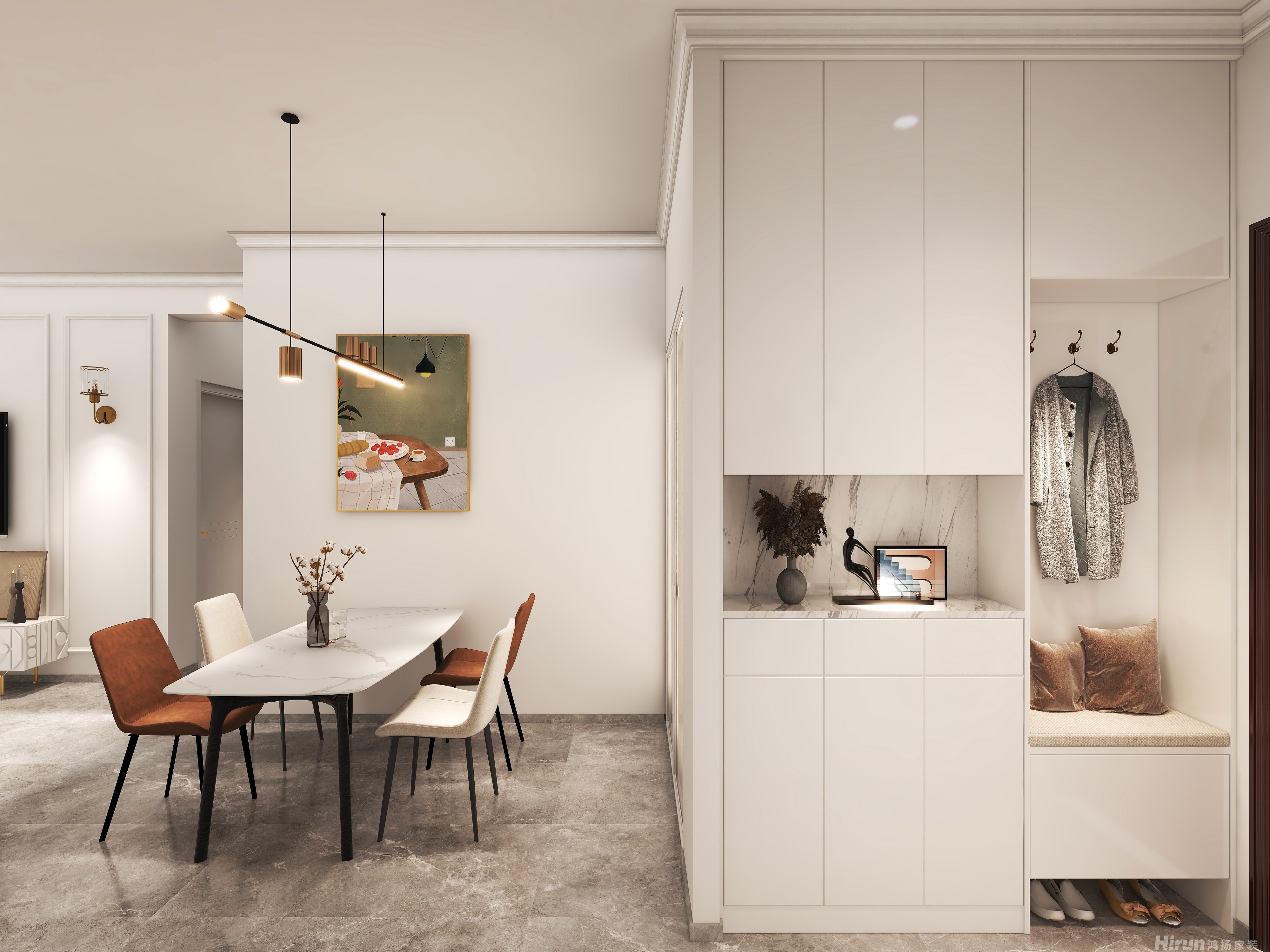 中國鐵建梅溪青秀111㎡雅致現代四居室 裝修案例效果圖-4