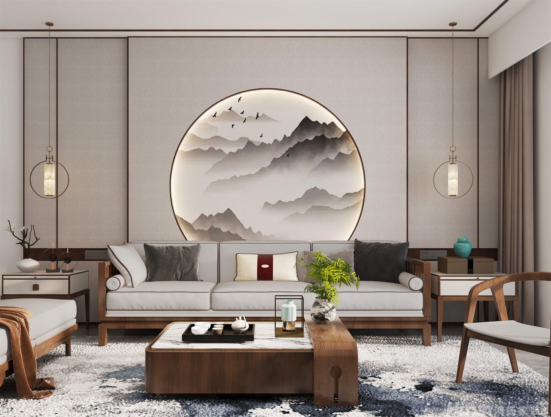 碧桂園黃金時(shí)代141㎡復(fù)合寫意大平層 裝修案例效果圖-3