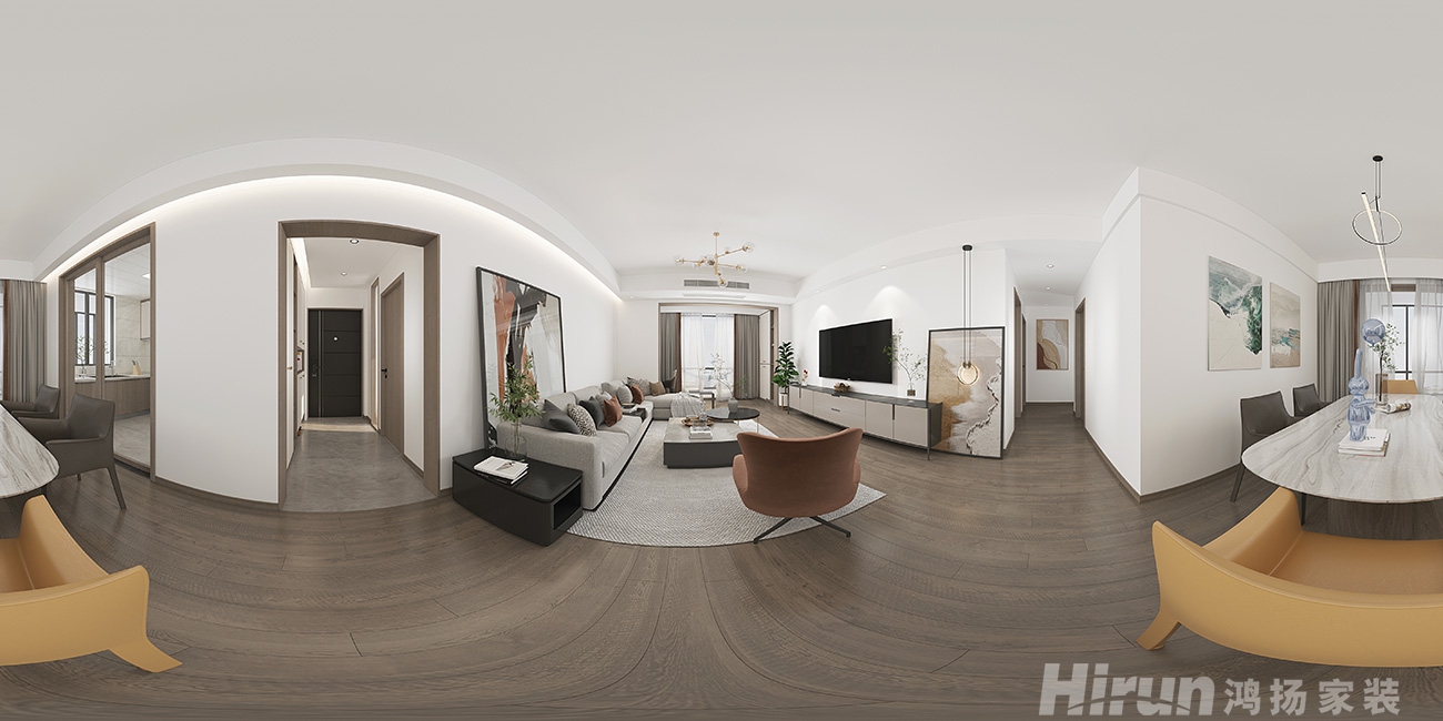 御景豪庭152㎡雅致現代四居室 裝修案例效果圖-3