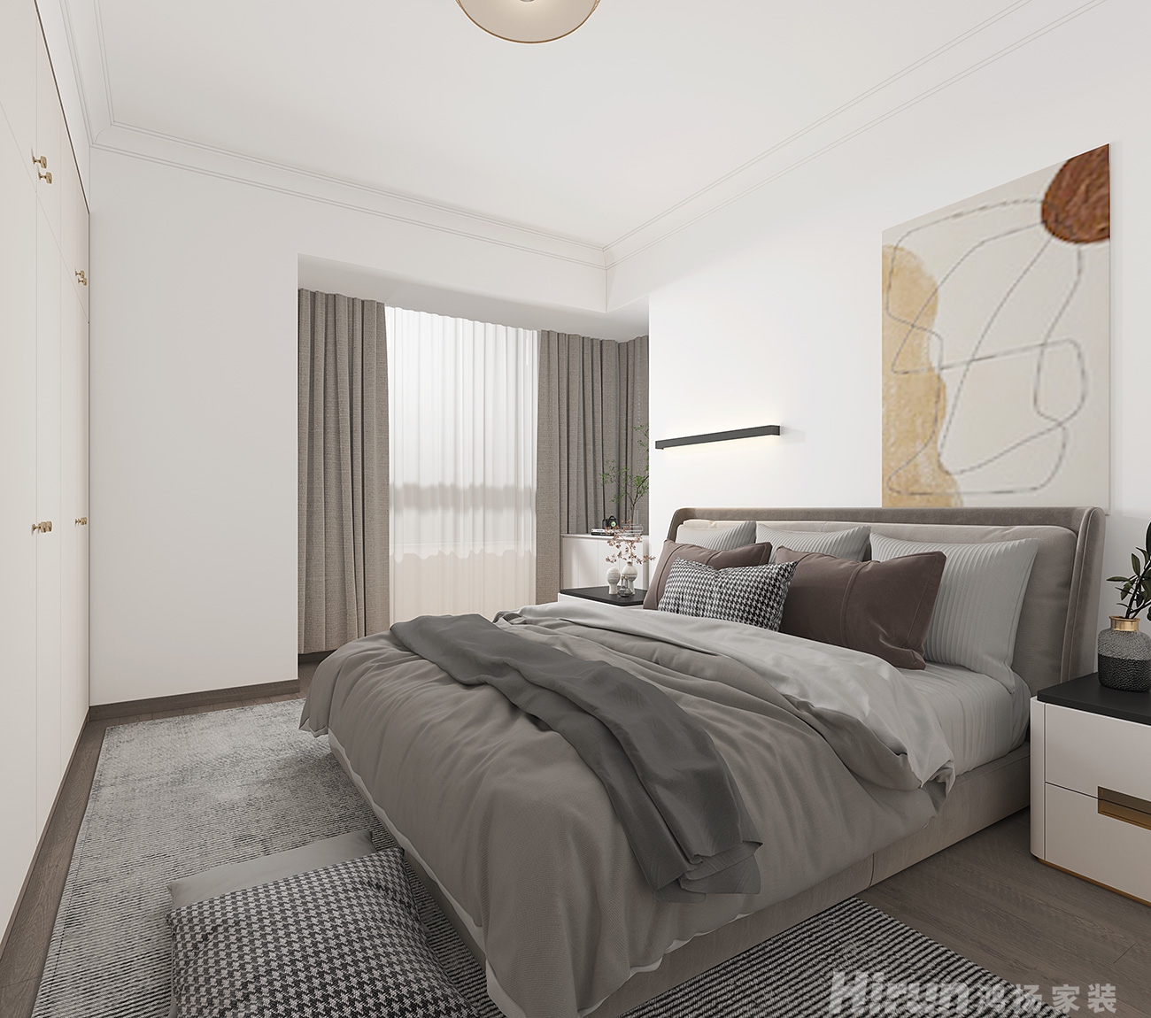 御景豪庭152㎡雅致現代四居室 裝修案例效果圖-5