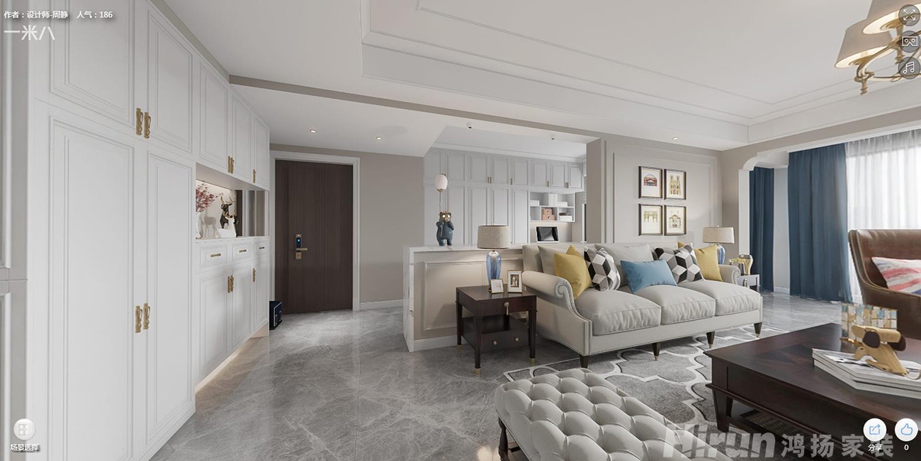 和美星城160㎡輕歐簡美四居室 裝修案例效果圖-5