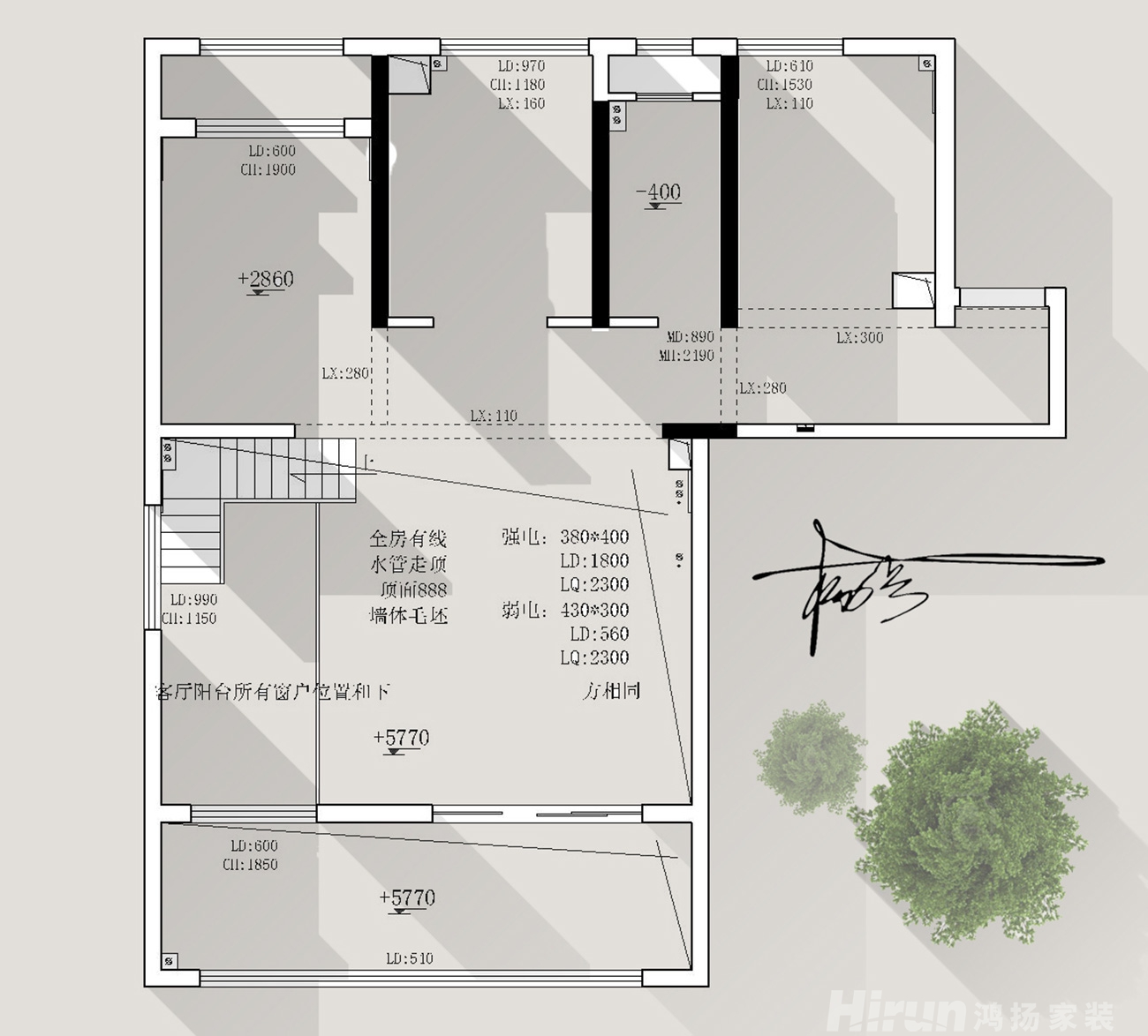 建發央著180㎡北歐之光復式 裝修案例效果圖-2