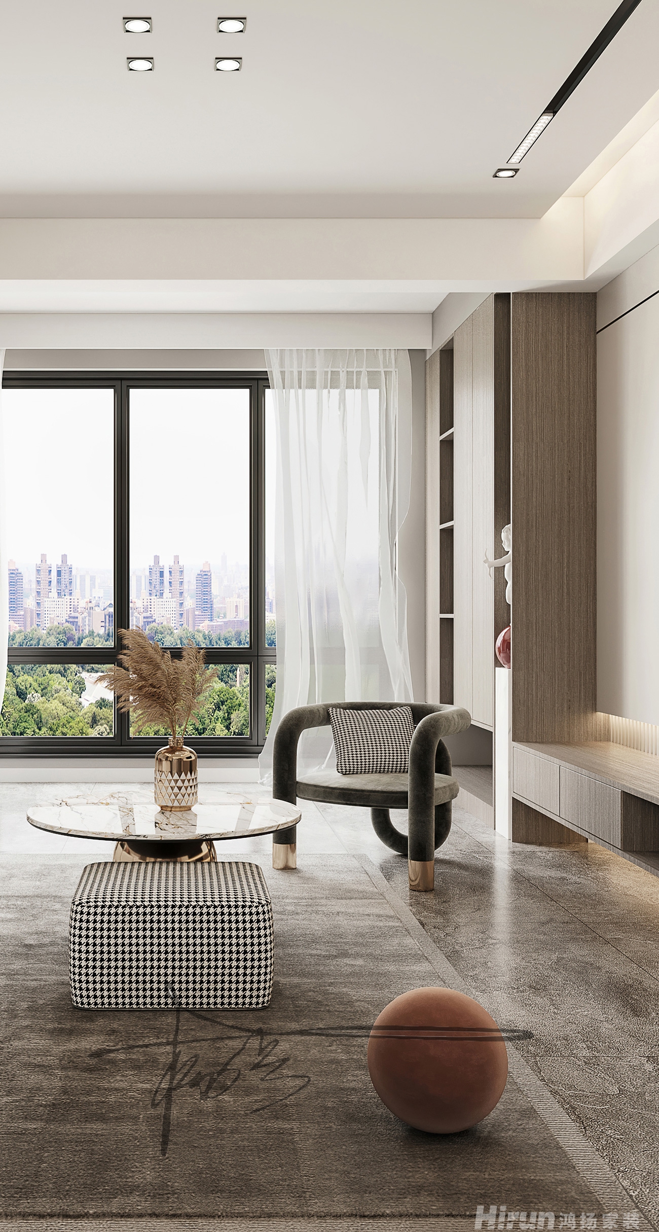 明昇壹城140㎡雅致現代三居室 裝修案例效果圖-9