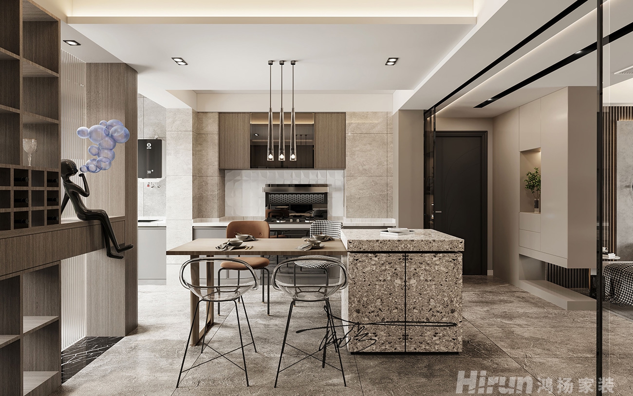 明昇壹城140㎡雅致現代三居室 裝修案例效果圖-5