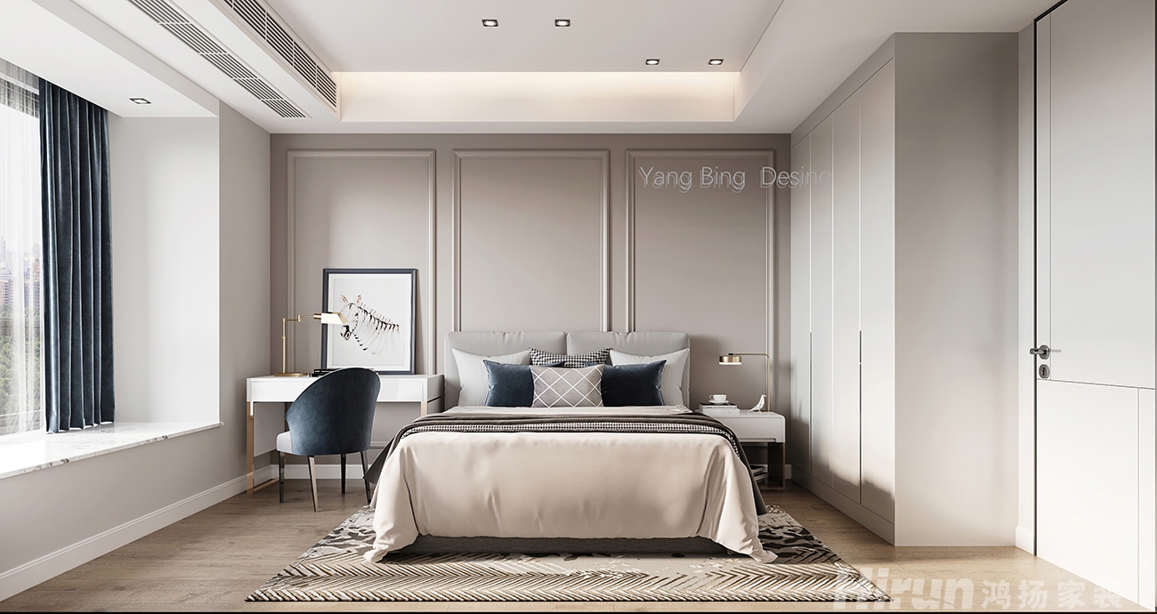 明昇壹城140㎡雅致現代三居室 裝修案例效果圖-6