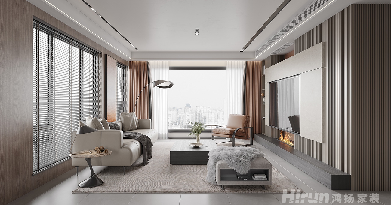 溪山悅300㎡雅致現(xiàn)代疊墅 裝修案例效果圖-6