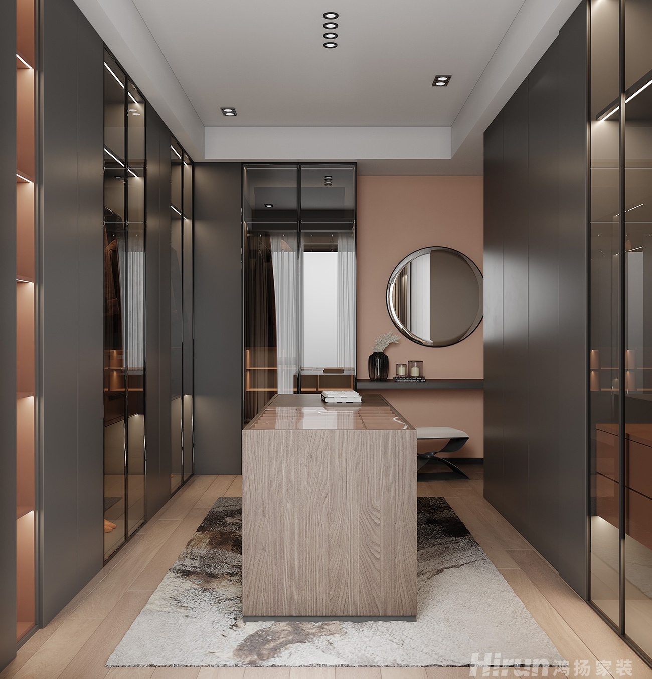 溪山悅300㎡雅致現(xiàn)代疊墅 裝修案例效果圖-9