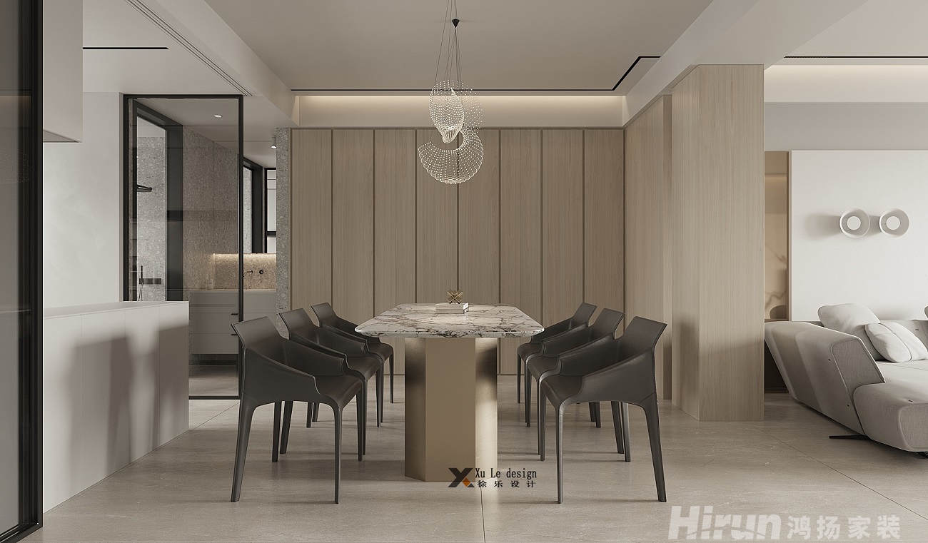 融創公園大觀125㎡極簡詫寂二居室 裝修案例效果圖-3