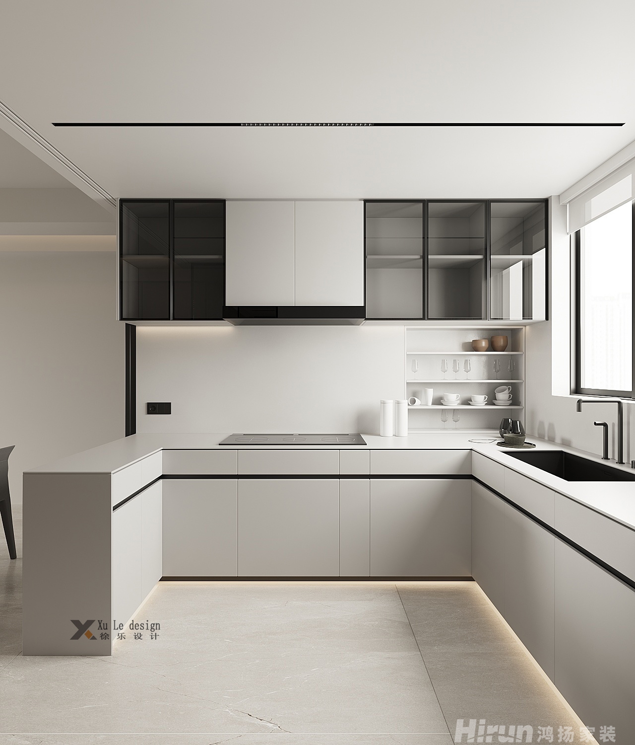 融創公園大觀125㎡極簡詫寂二居室 裝修案例效果圖-5