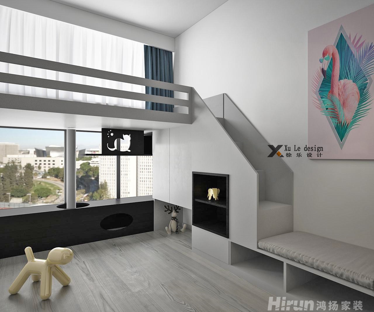 百步亭現(xiàn)代城96㎡極簡(jiǎn)詫寂二居室 裝修案例效果圖-3