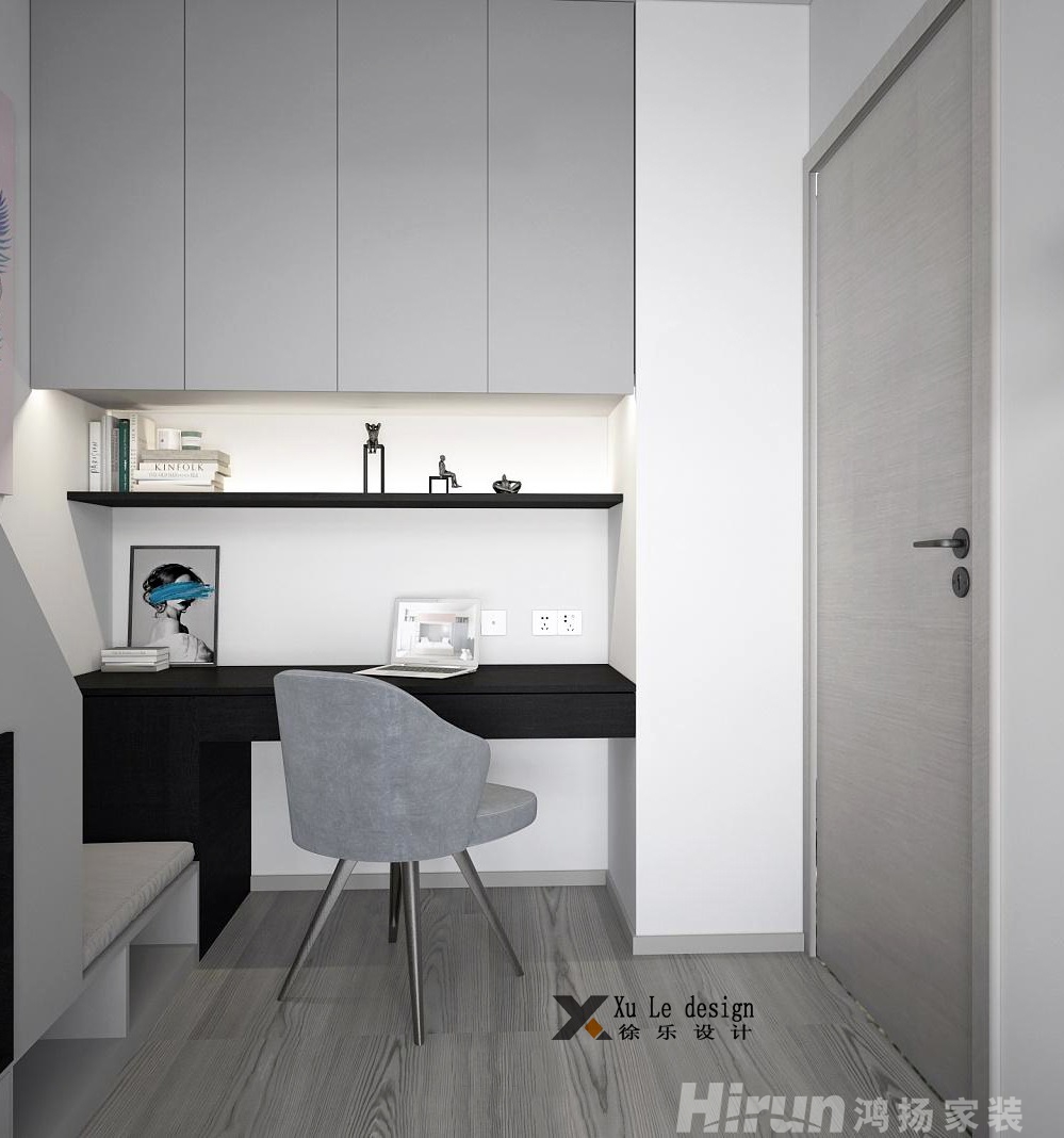 百步亭現(xiàn)代城96㎡極簡(jiǎn)詫寂二居室 裝修案例效果圖-2