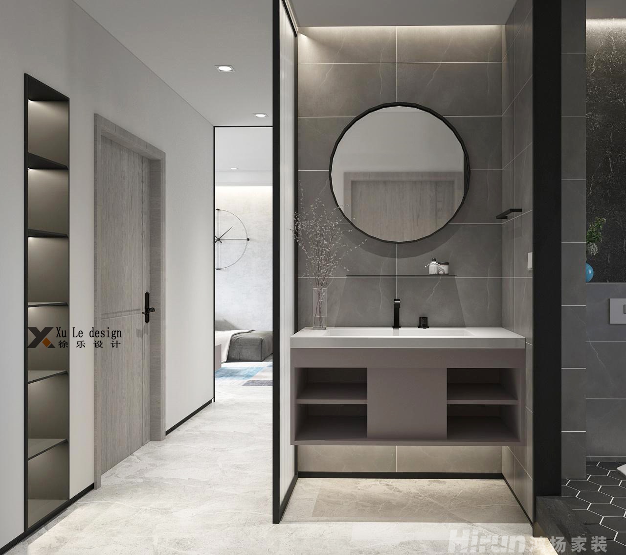 百步亭現(xiàn)代城96㎡極簡(jiǎn)詫寂二居室 裝修案例效果圖-5