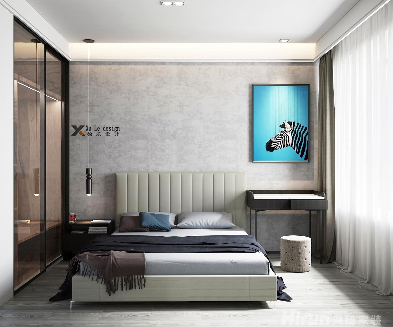 百步亭現(xiàn)代城96㎡極簡(jiǎn)詫寂二居室 裝修案例效果圖-10