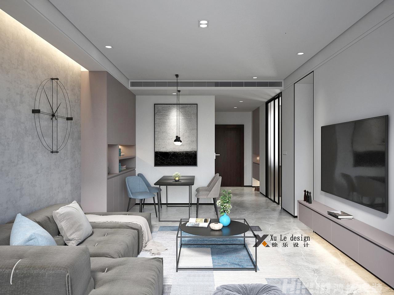 百步亭現(xiàn)代城96㎡極簡(jiǎn)詫寂二居室 裝修案例效果圖-7