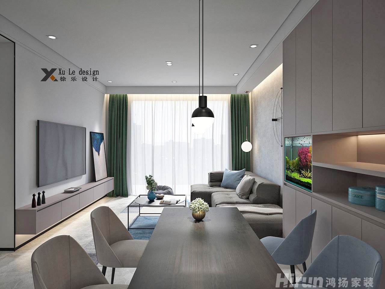 百步亭現(xiàn)代城96㎡極簡(jiǎn)詫寂二居室 裝修案例效果圖-6