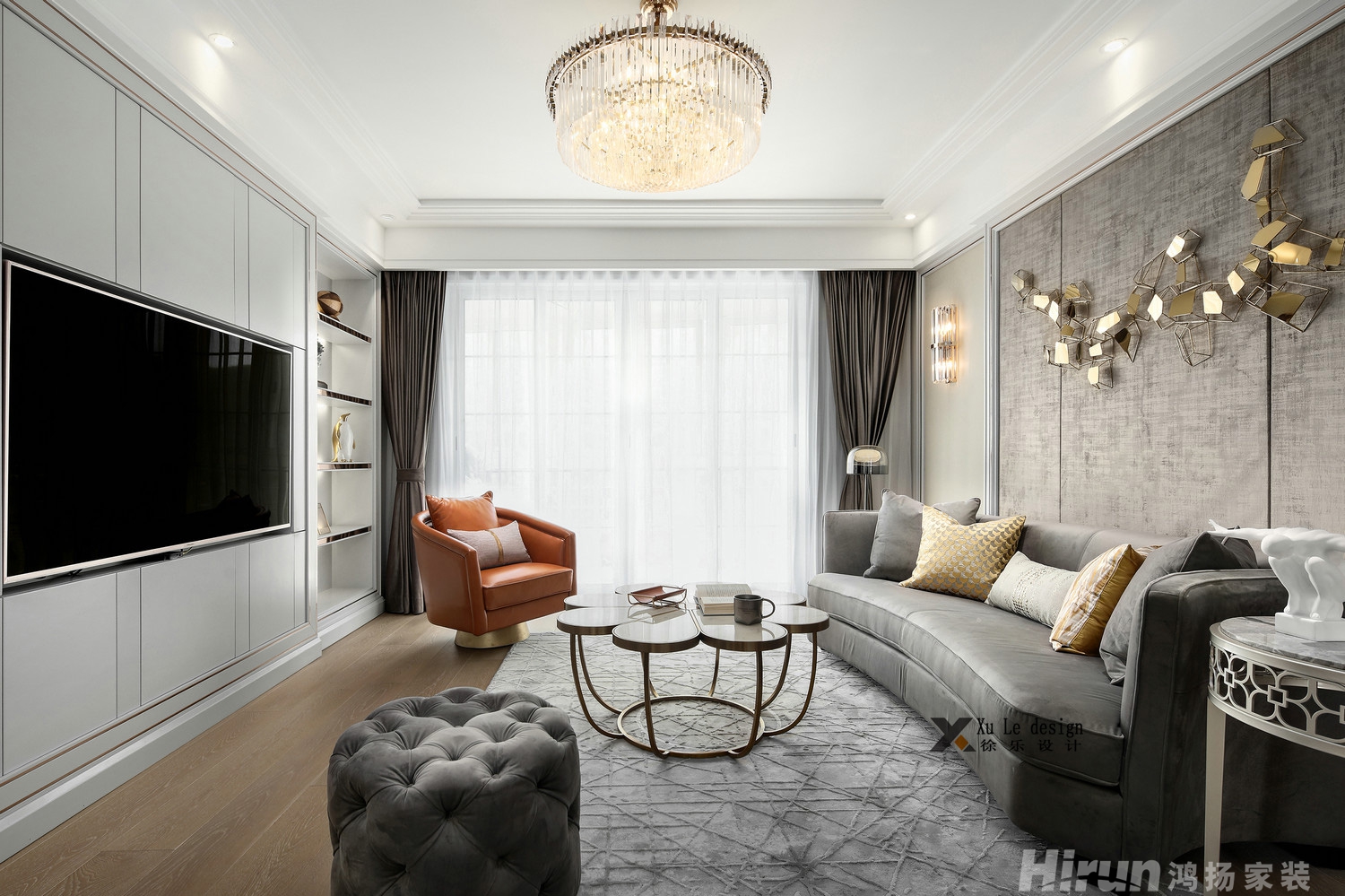 萬科漢口傳奇140㎡新裝飾主義二居室 裝修案例效果圖-1