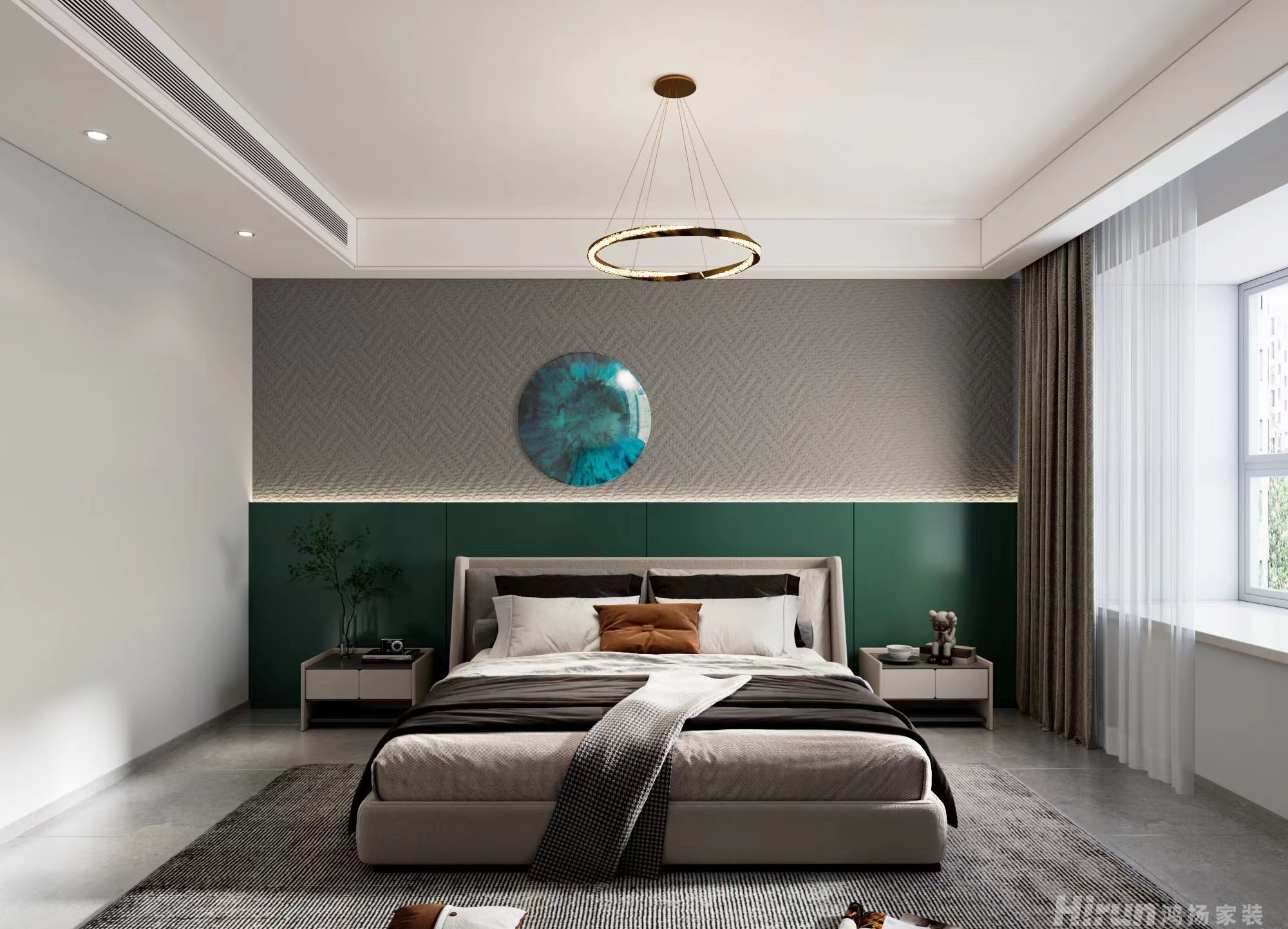 綠城小區90㎡新裝飾主義三居室 裝修案例效果圖-2