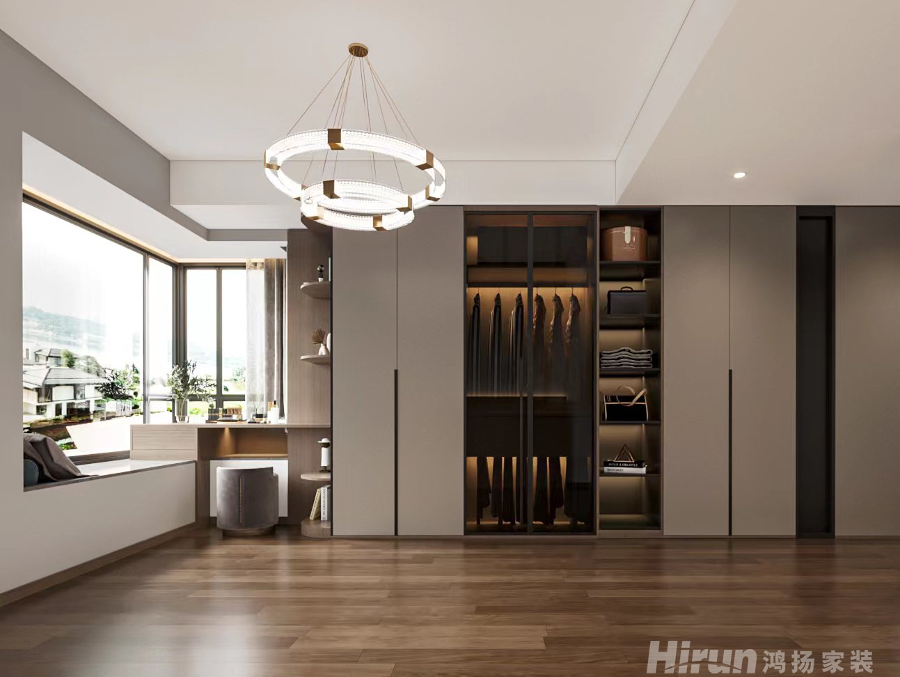 湘水一城140㎡新裝飾主義三居室 裝修案例效果圖-3