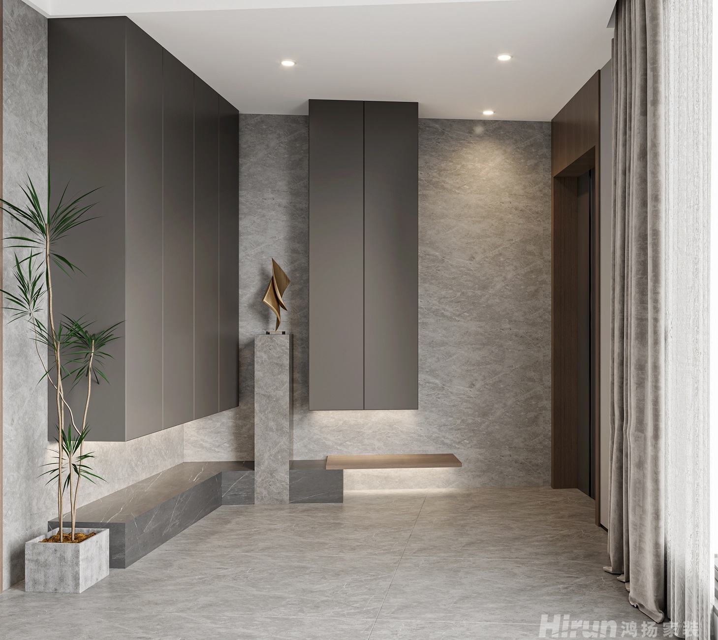 湘水一城140㎡新裝飾主義三居室 裝修案例效果圖-4