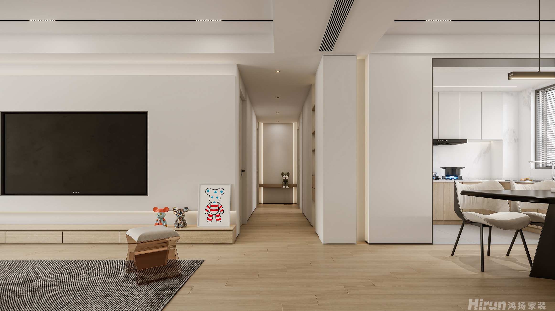 建發(fā)金茂觀悅160㎡北歐之光三居室 裝修案例效果圖-2