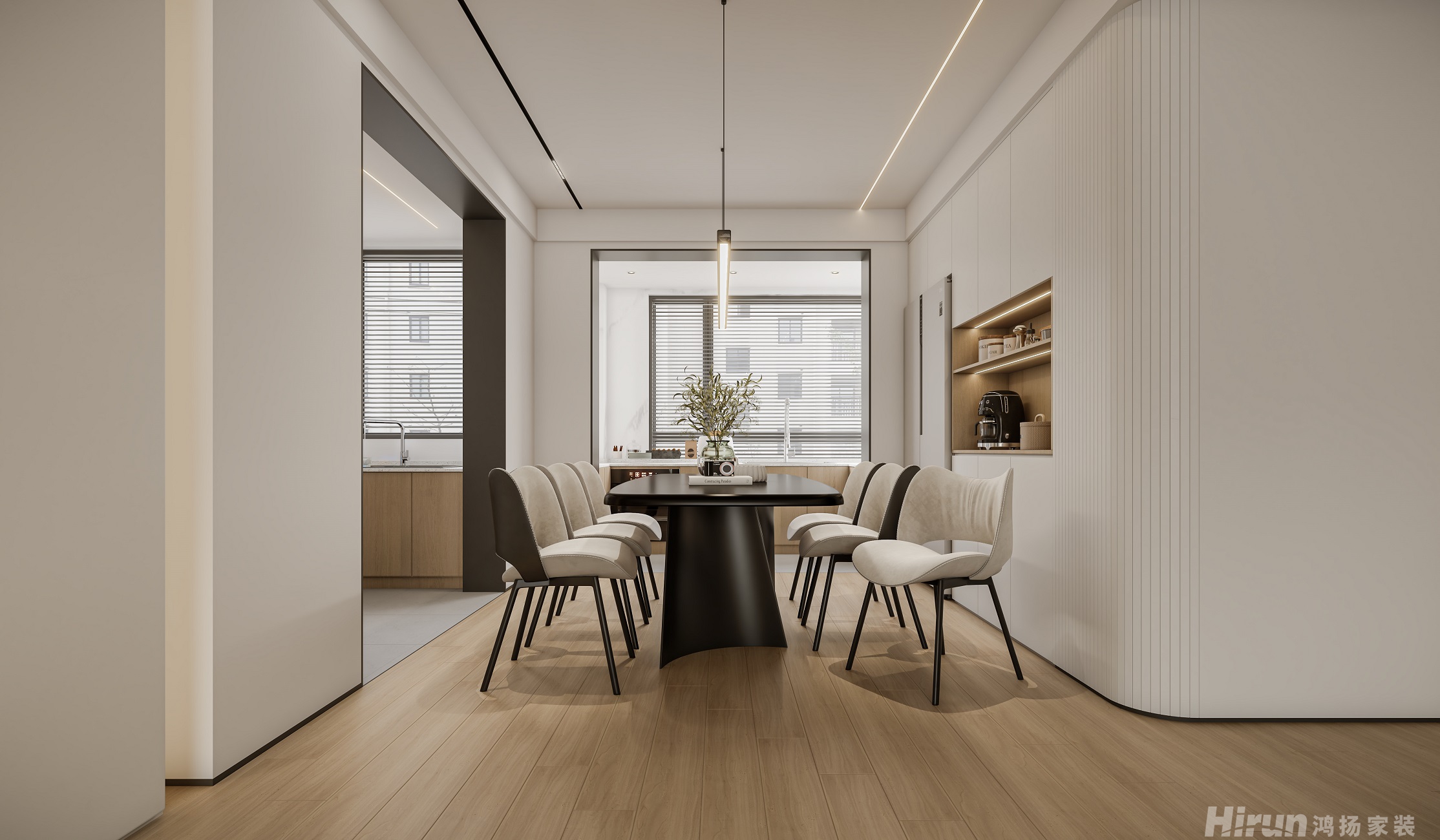 建發(fā)金茂觀悅160㎡北歐之光三居室 裝修案例效果圖-3