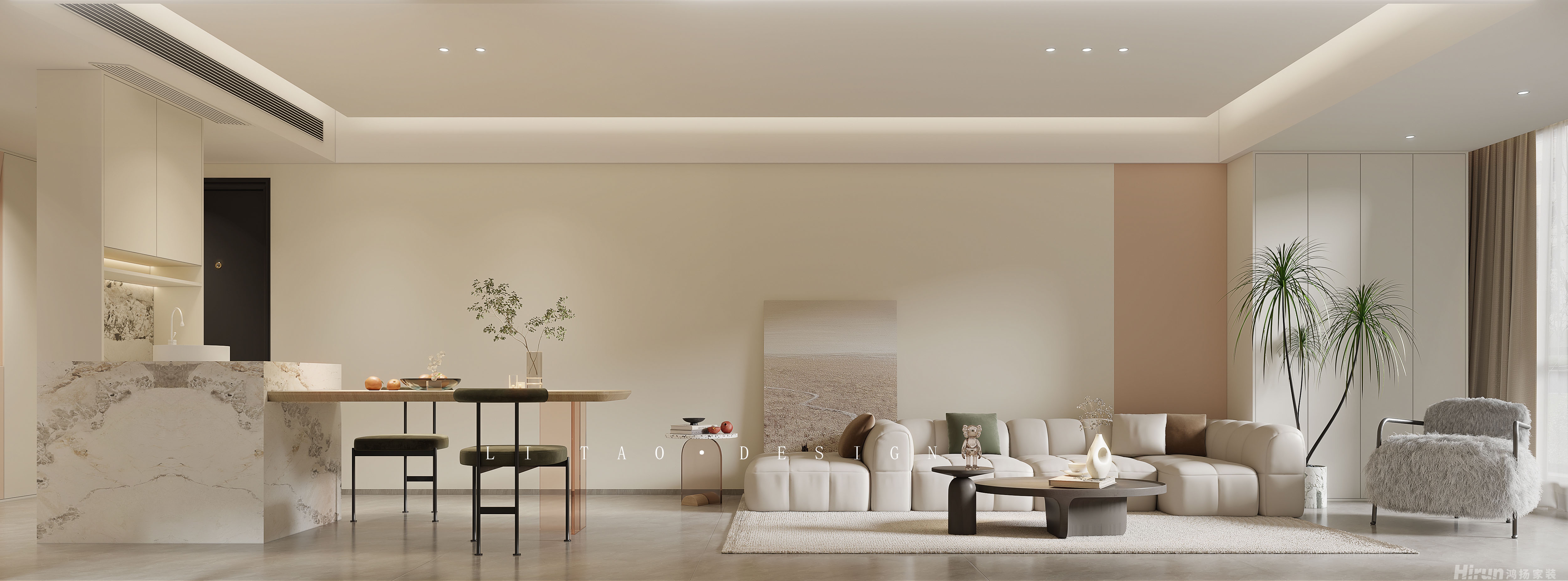 長房領秀時代115㎡優雅繽紛三居室 裝修案例效果圖-6