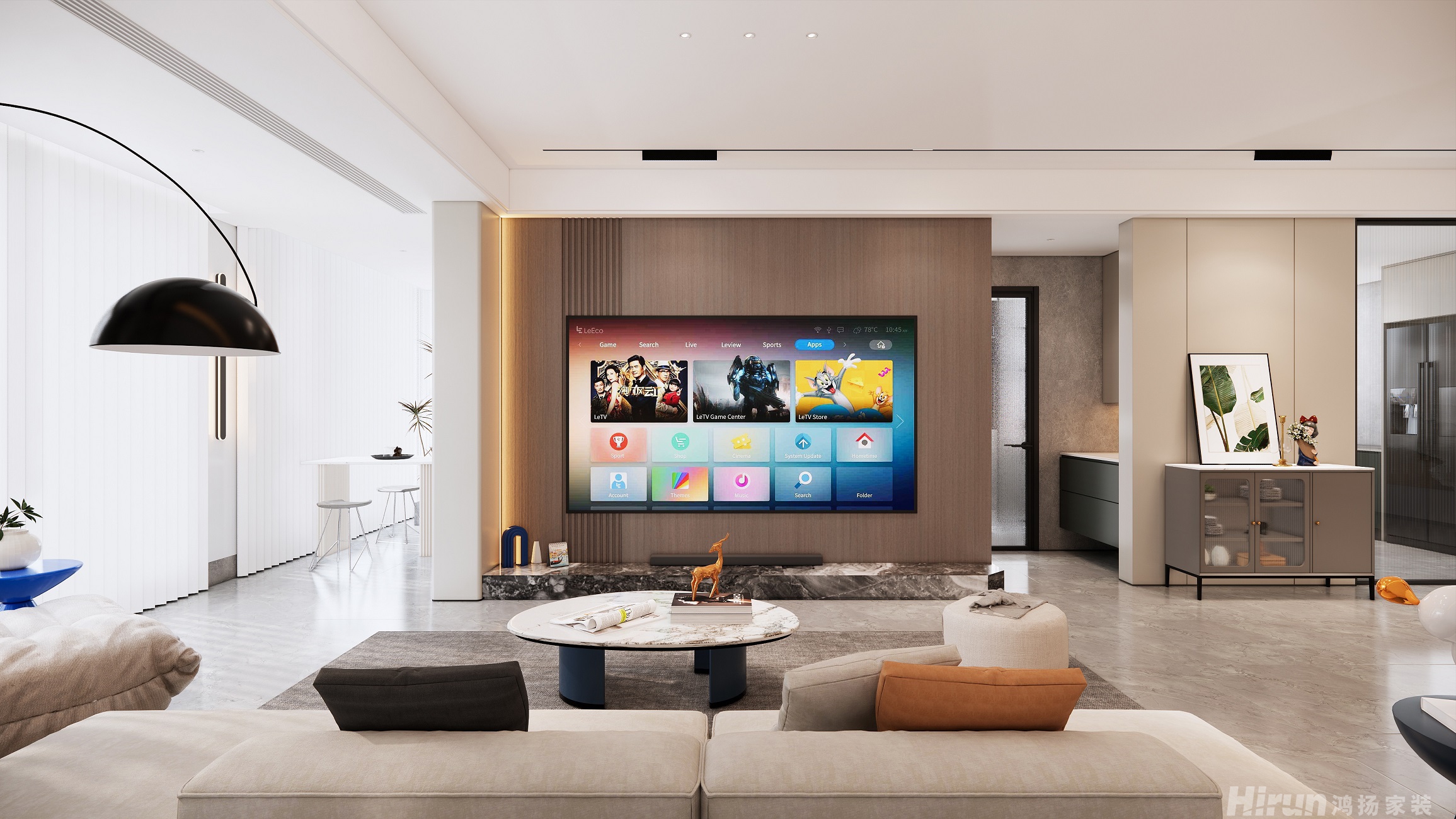 匯金新城123㎡雅致現(xiàn)代三居室 裝修案例效果圖-3