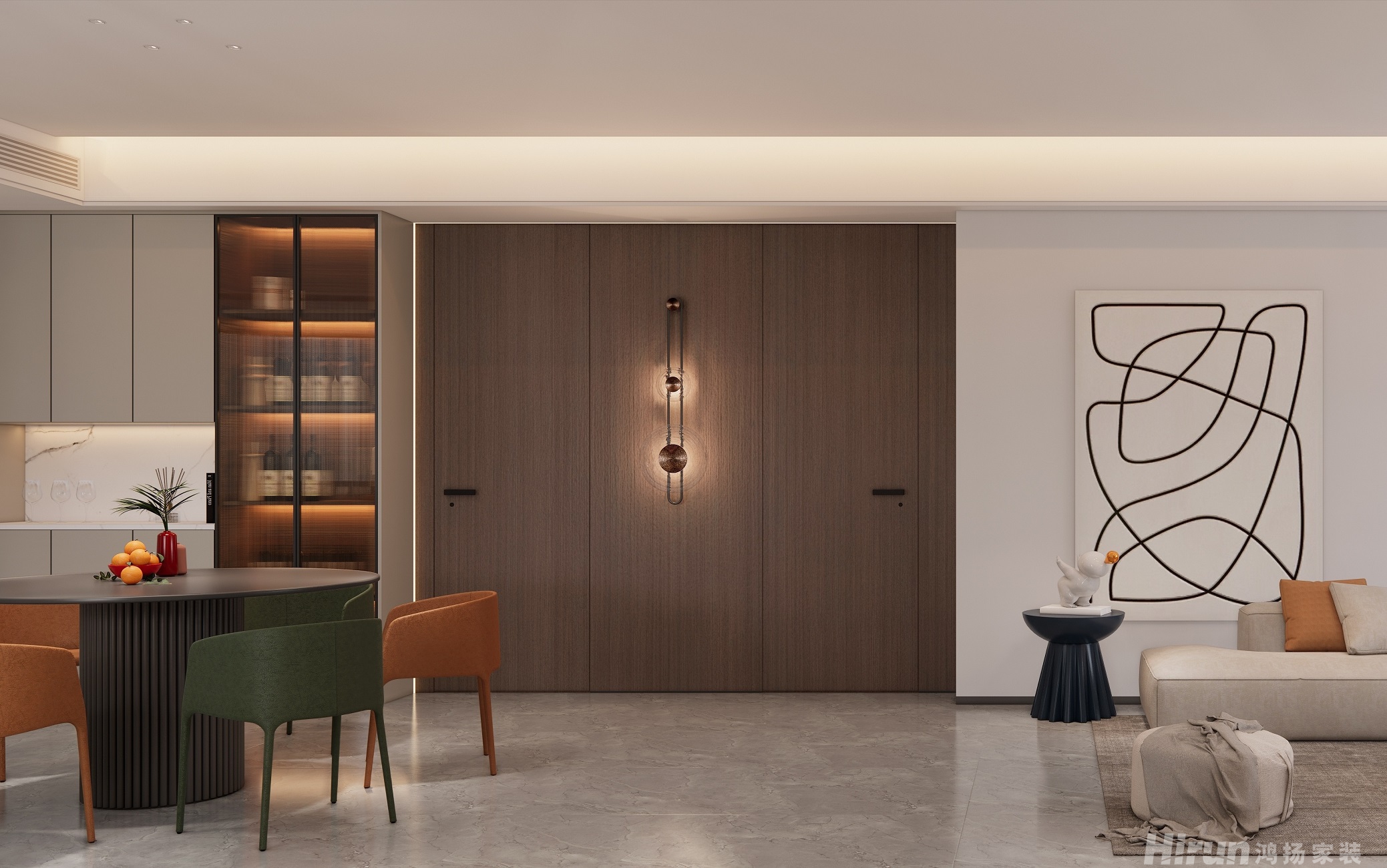 匯金新城123㎡雅致現(xiàn)代三居室 裝修案例效果圖-8