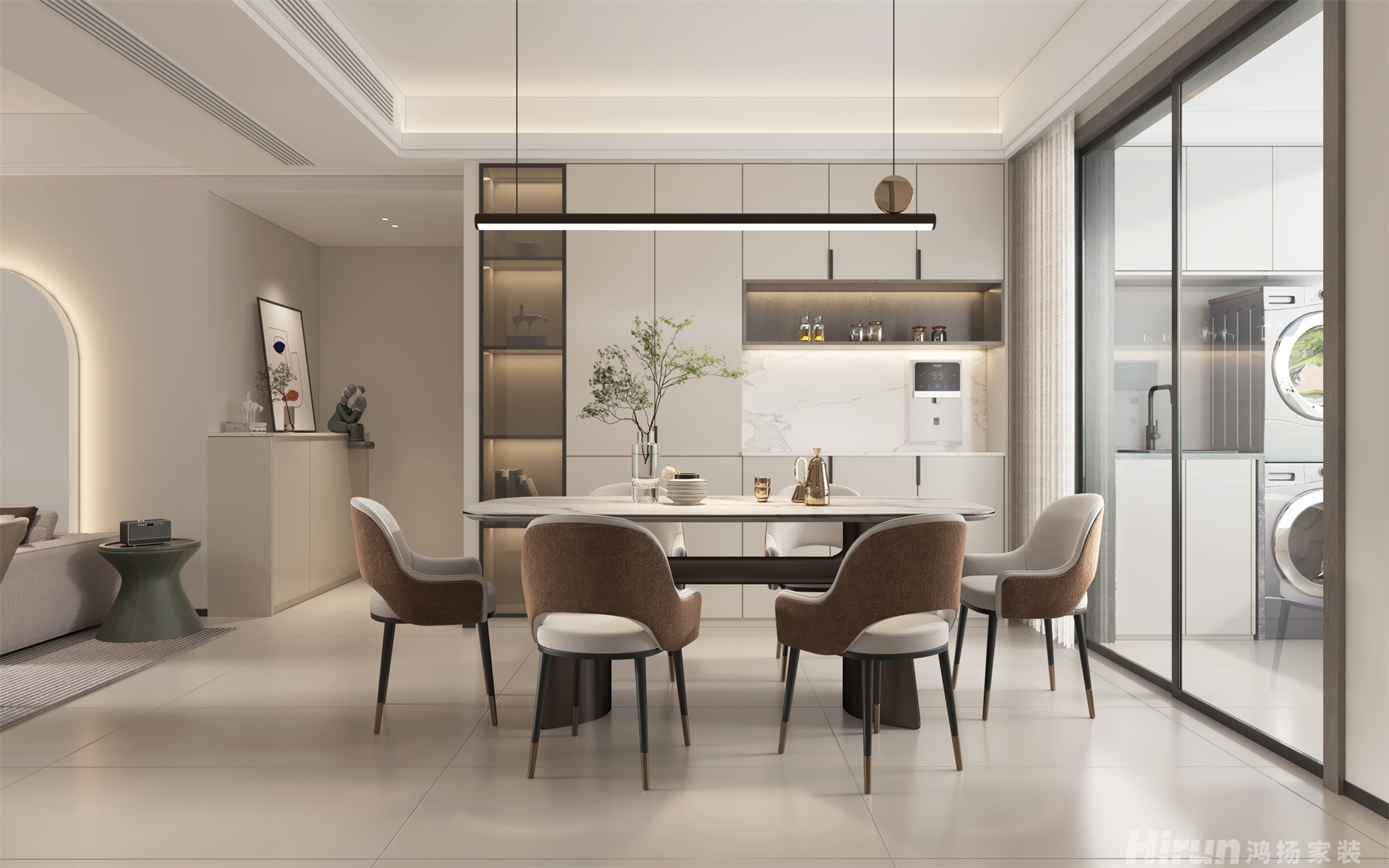 大漢漢府160㎡優(yōu)雅繽紛大平層 裝修案例效果圖-3