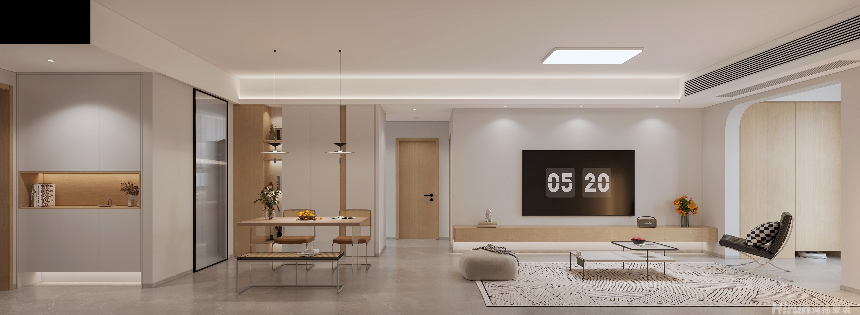 熙水豪庭109㎡北歐之光三居室 裝修案例效果圖-1