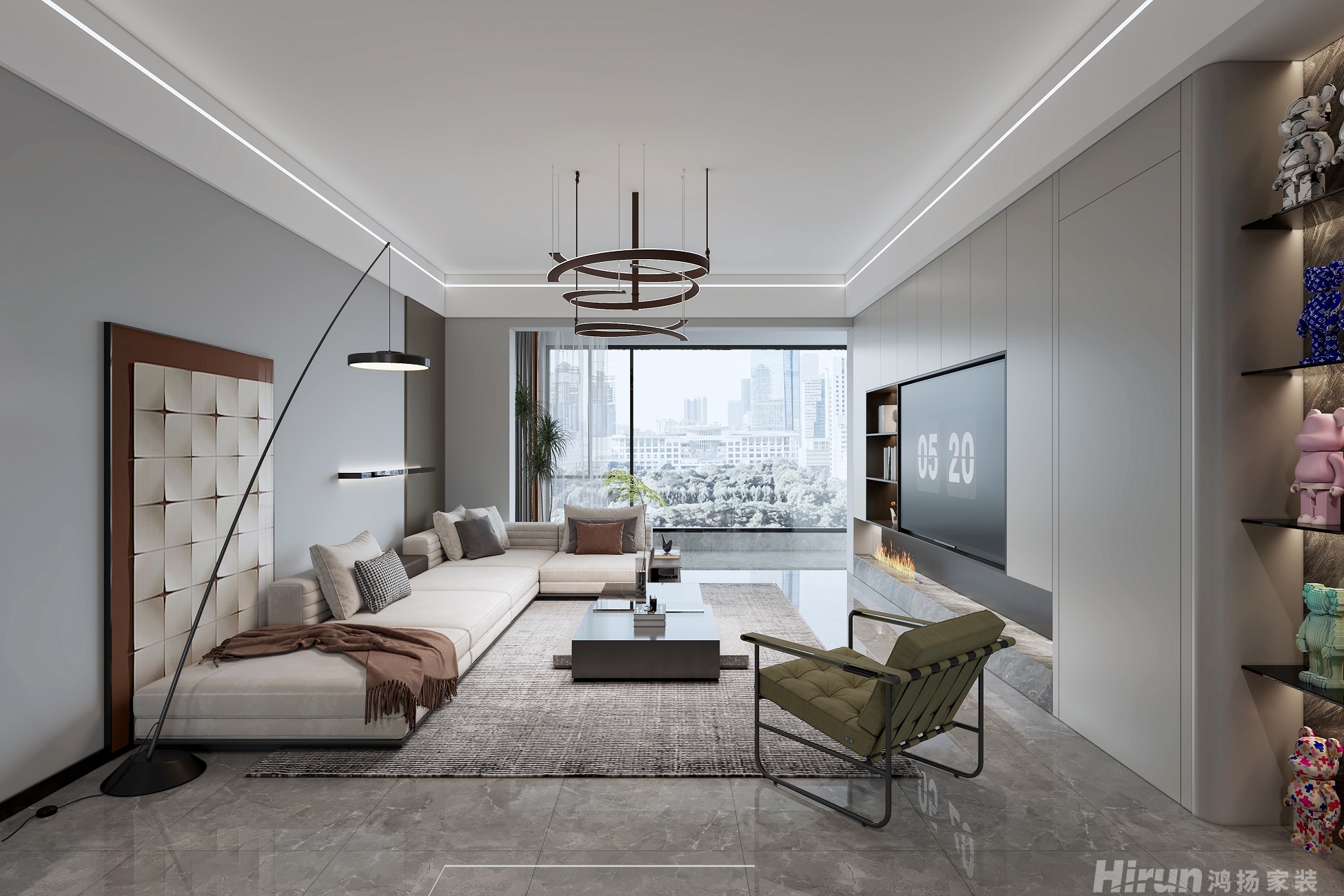 北辰中央公園140㎡雅致現代四居室 裝修案例效果圖-1