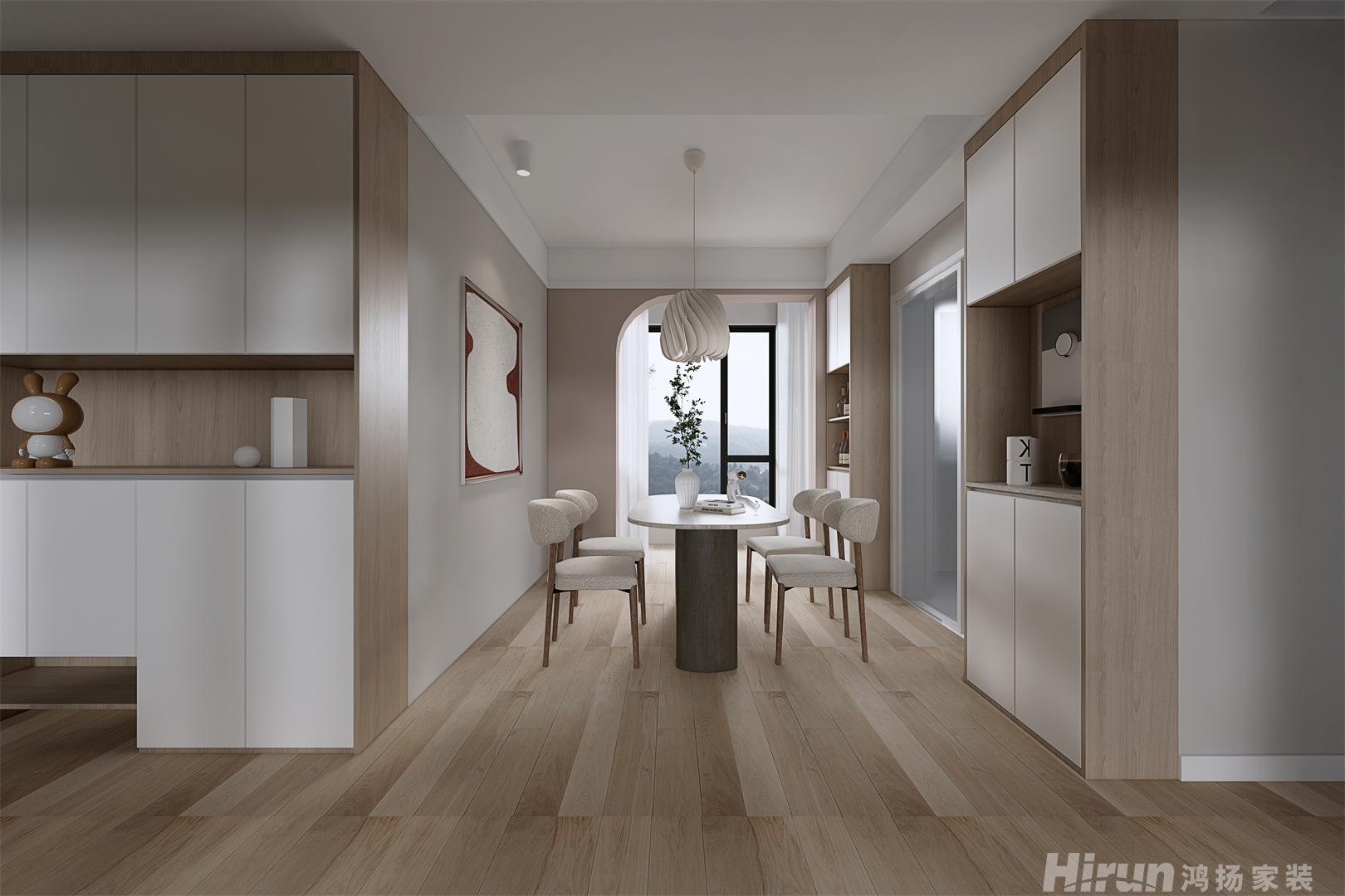 大漢漢府130㎡優(yōu)雅繽紛四居室 裝修案例效果圖-1