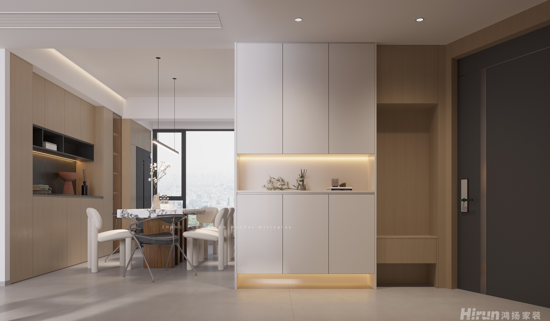 天城國(guó)際140㎡雅致現(xiàn)代四居室 裝修案例效果圖-3