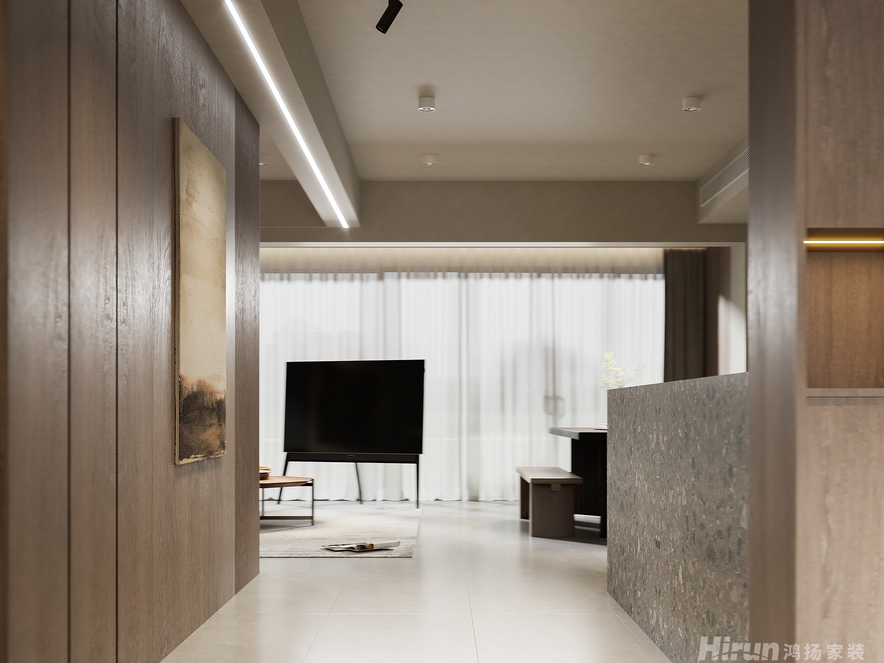 大唐印象122㎡雅致現(xiàn)代三居室 裝修案例效果圖-4