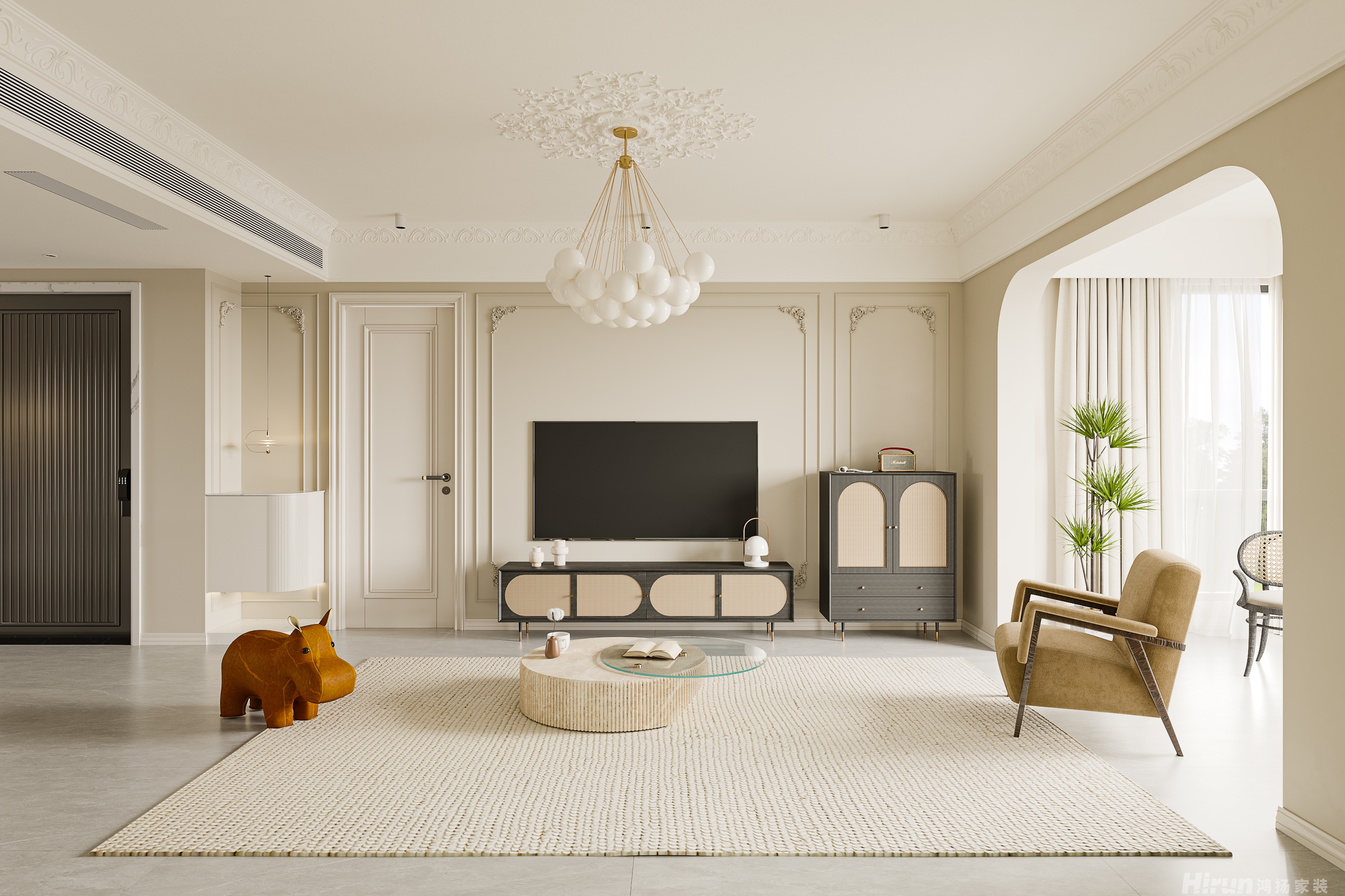 高新現(xiàn)代城120㎡輕歐簡美三居室 裝修案例效果圖-2