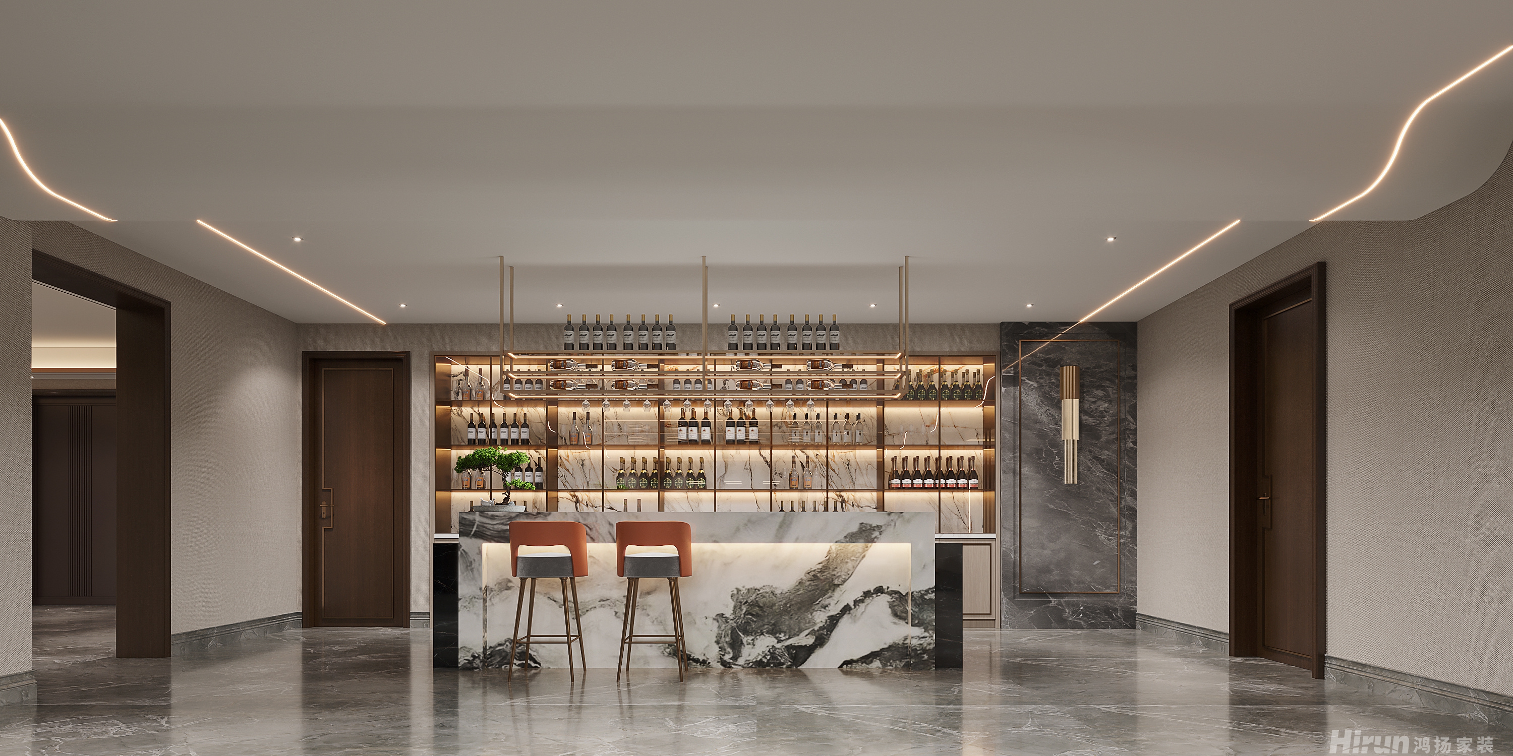 洞庭湖國際公館1200㎡寫意木構(gòu)別墅 裝修案例效果圖-2