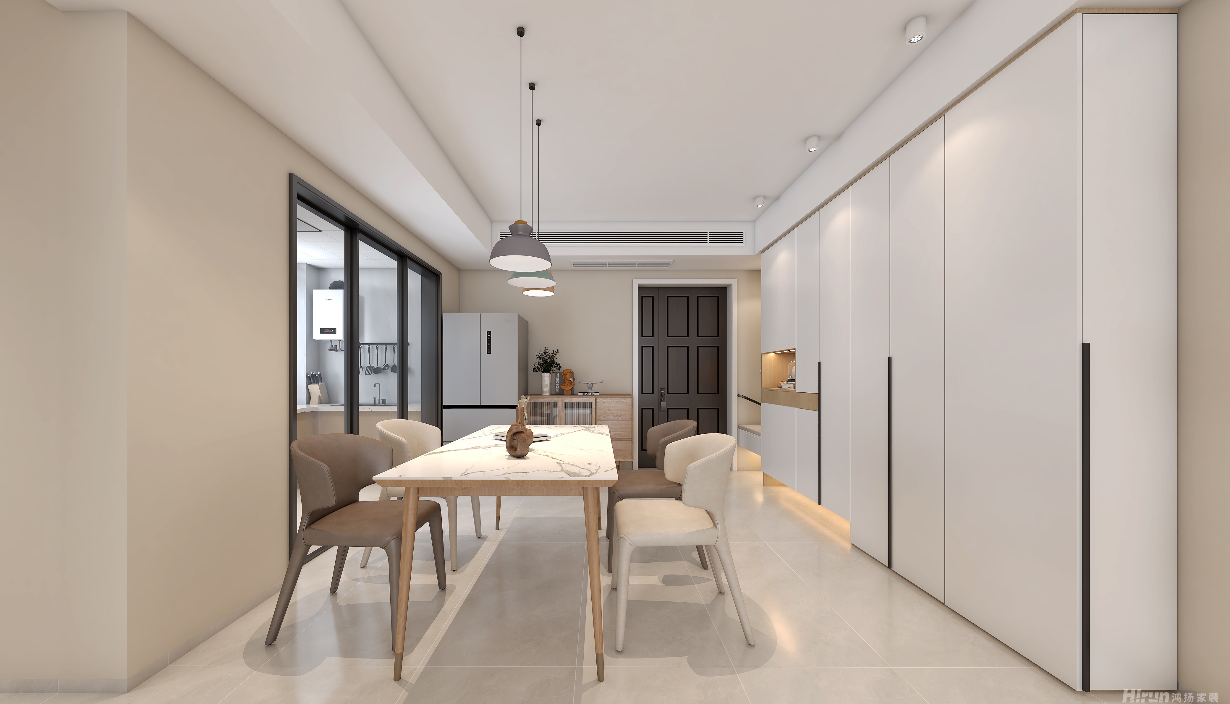 鑫遠(yuǎn)紫樾香山128㎡北歐之光三居室 裝修案例效果圖-3